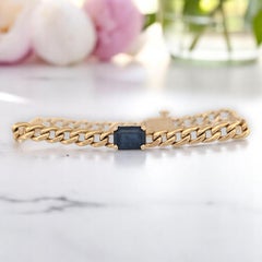 Elowen  14K Gold Bracelet w/ 1.0ct Natural Emerald Cut Sapphire - Size 6.25