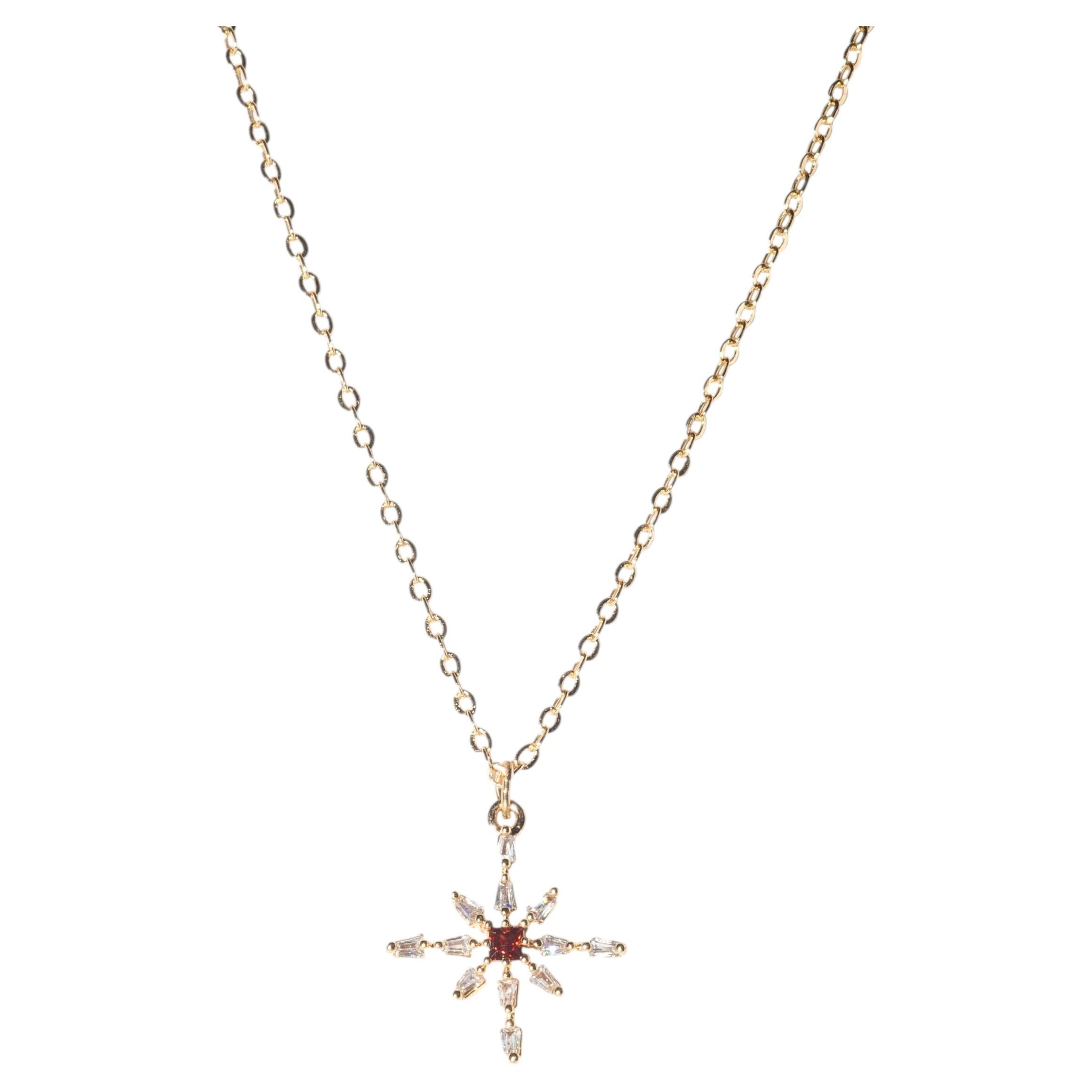 Collar colgante Elowen Crystal Starburst Gold-Filled 14K