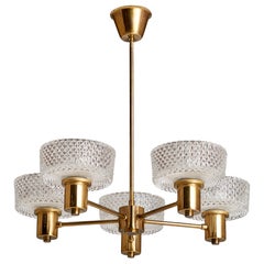 Lustre d'Elpe-Armatur, laiton, verre, Suède, années 1960