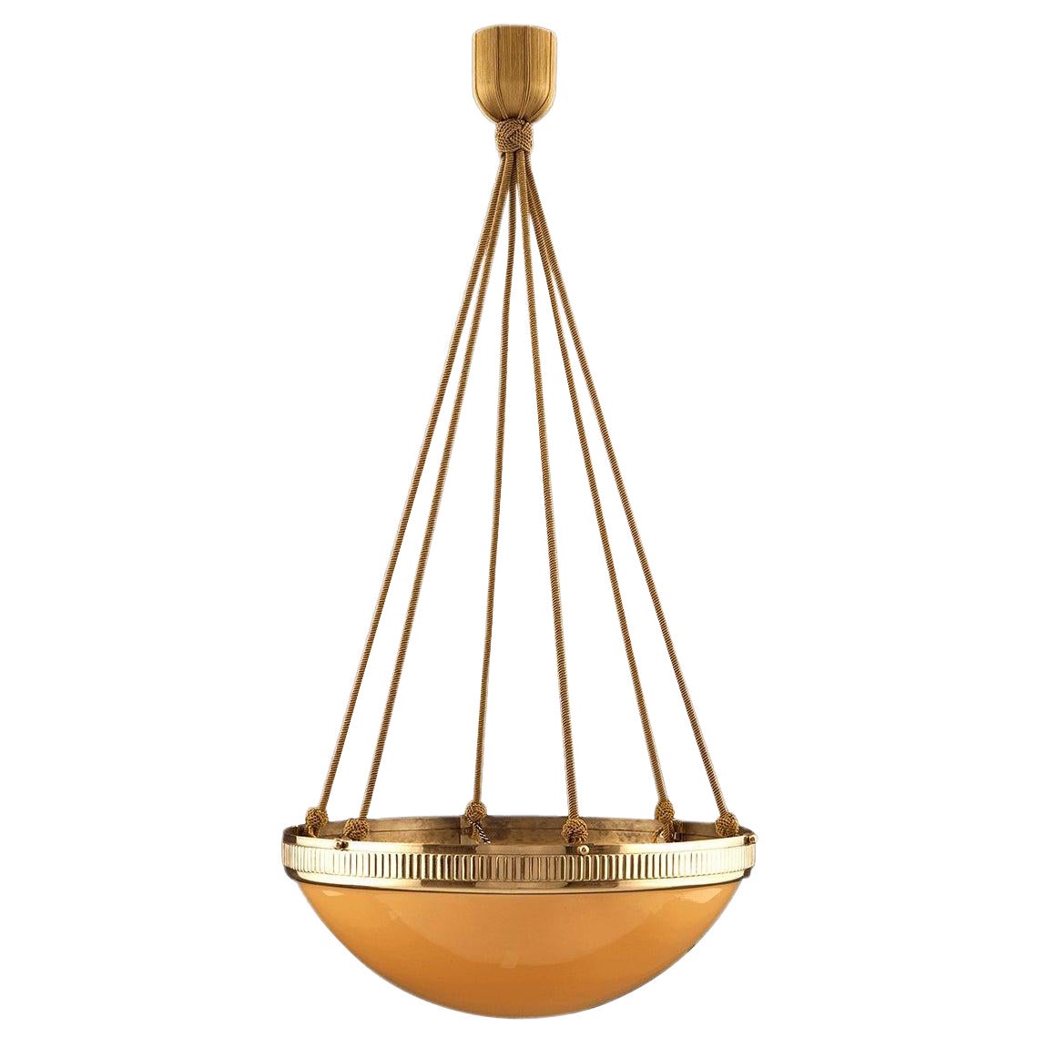 "Elpos" Colored Opaline Glass Chandelier with Passement