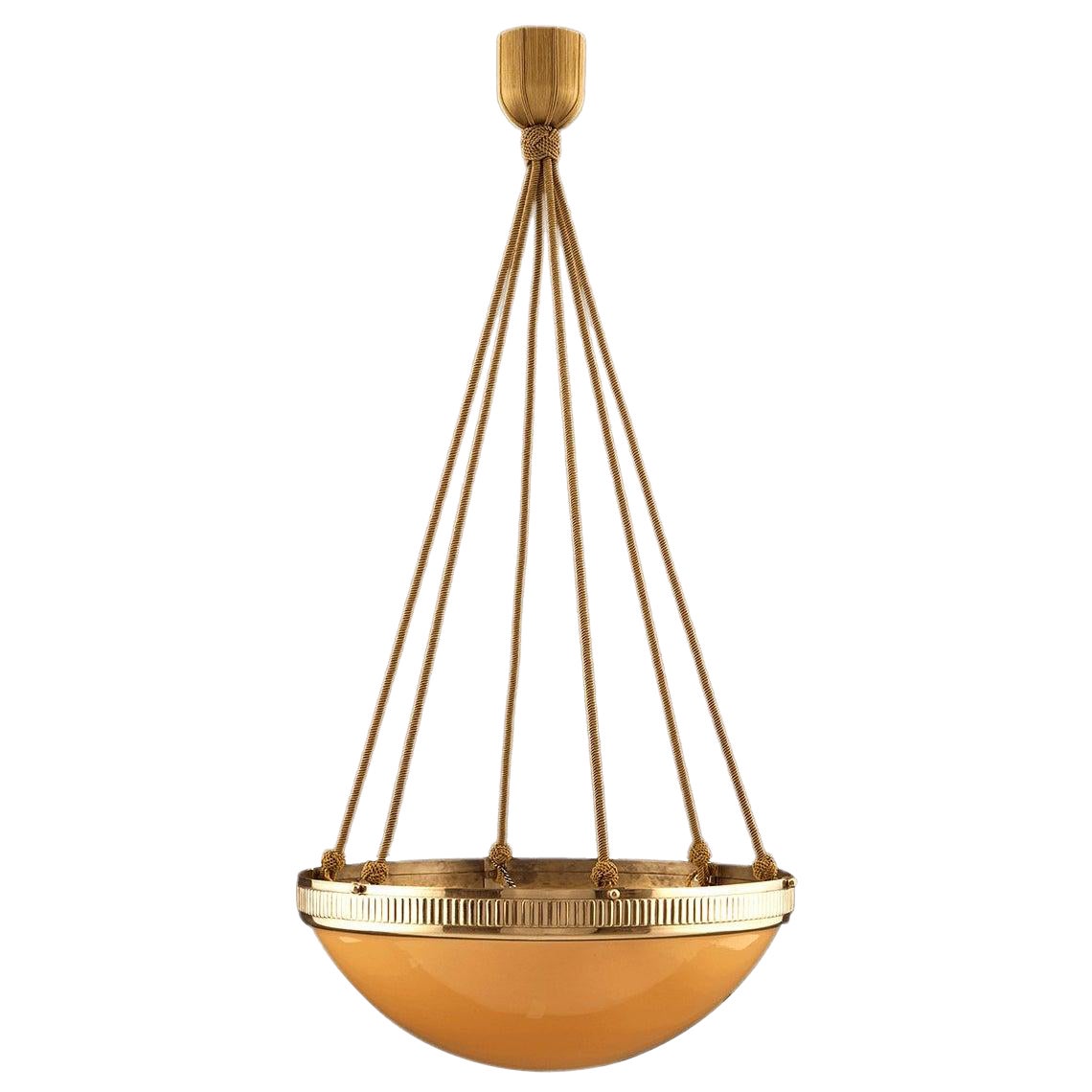 "Elpos" Colored Opaline Glass Chandelier with Passement For Sale