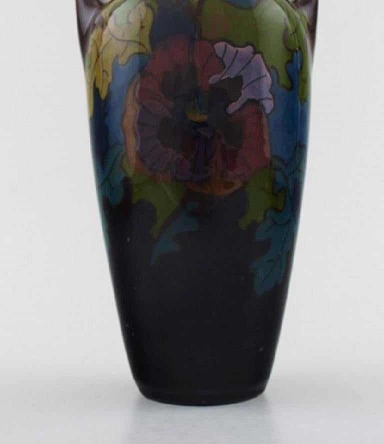 Dutch Elrakka, Arnhem, Holland, Art Nouveau Ceramic Vase with Handles For Sale