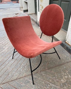 Elroy Left Arm Velvet and Iron Lounge Chair by Mitchell Gold + Bob Williams
