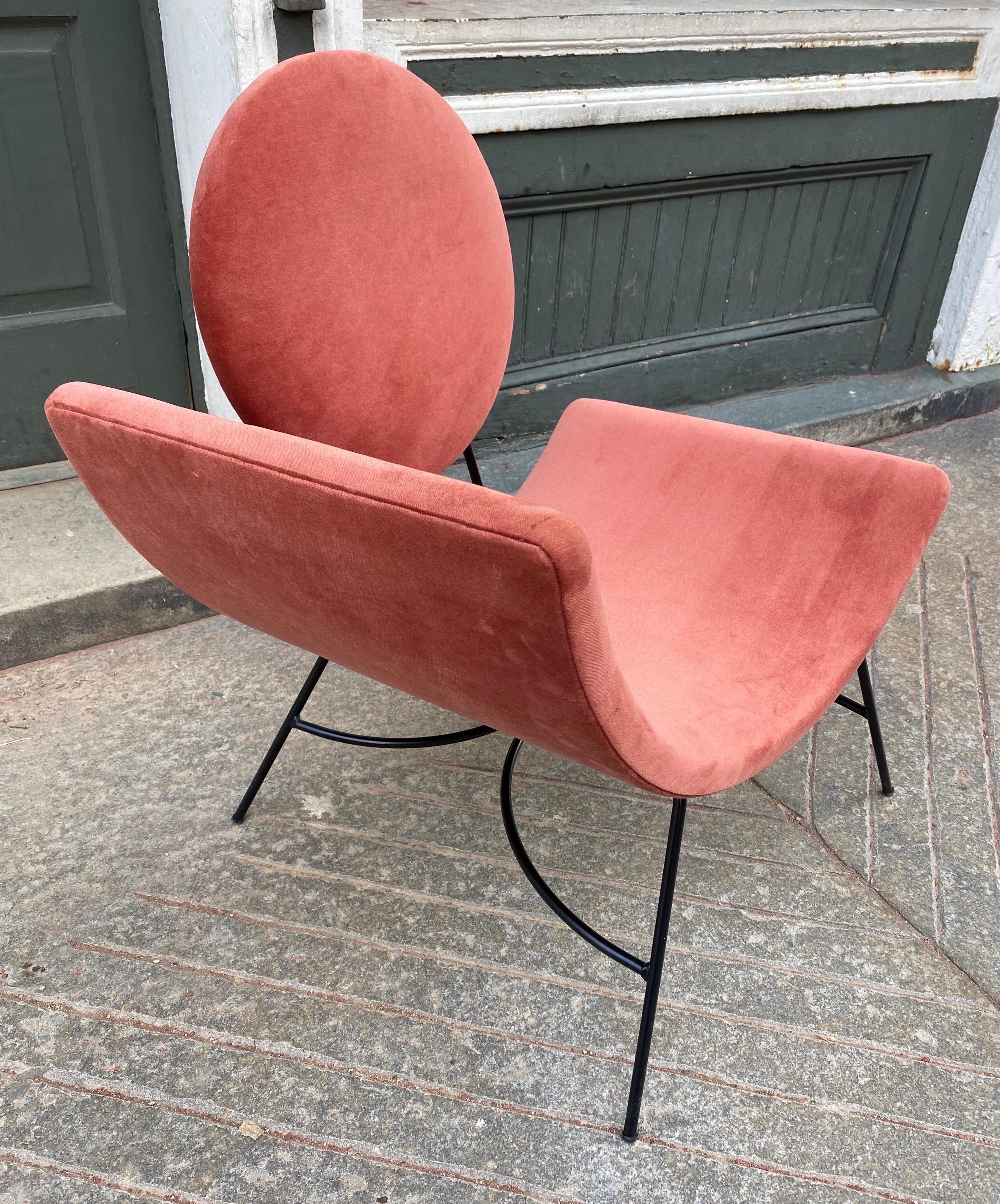 Modern  Elroy Left Arm Velvet and Iron Lounge Chair by Mitchell Gold + Bob Williams For Sale