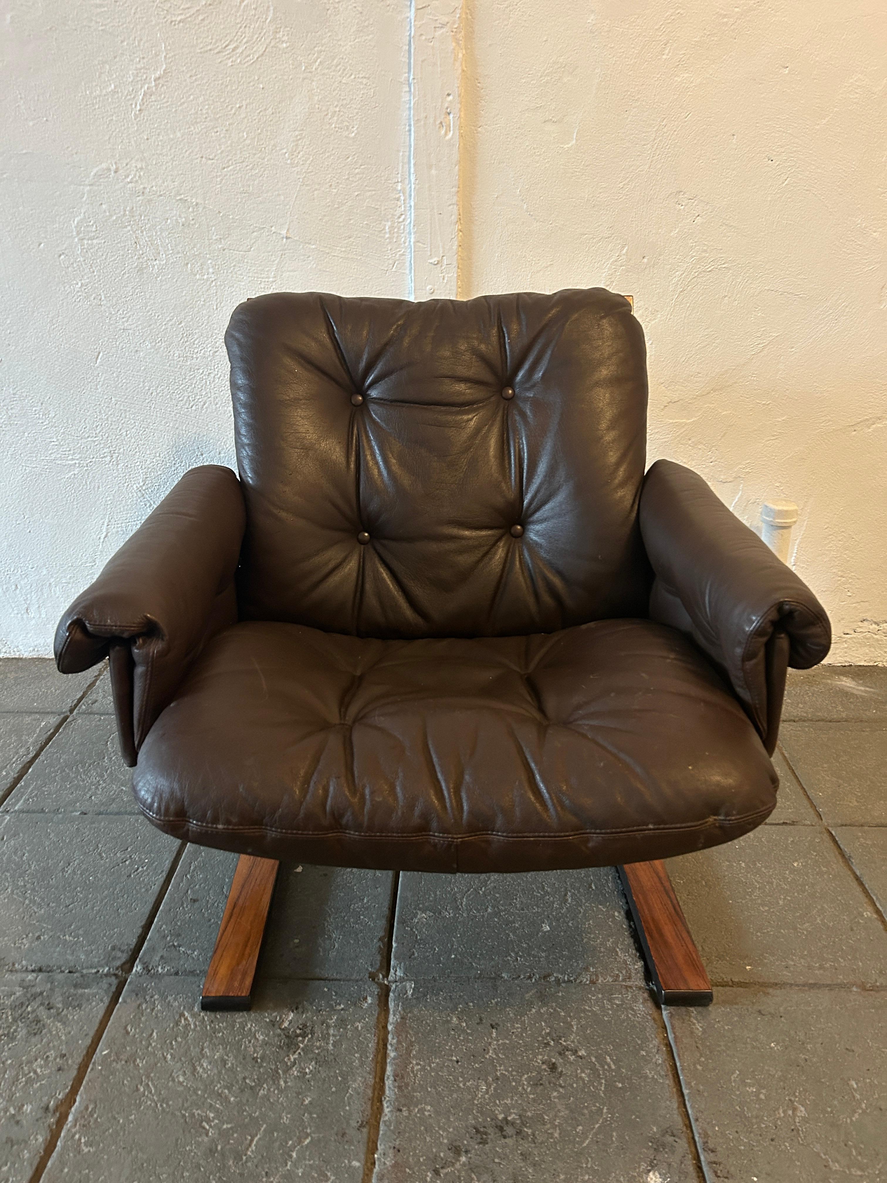Danish Elsa and Nordahl Solheim for Rykken Kengu Scandinavian Modern Lounge Chair