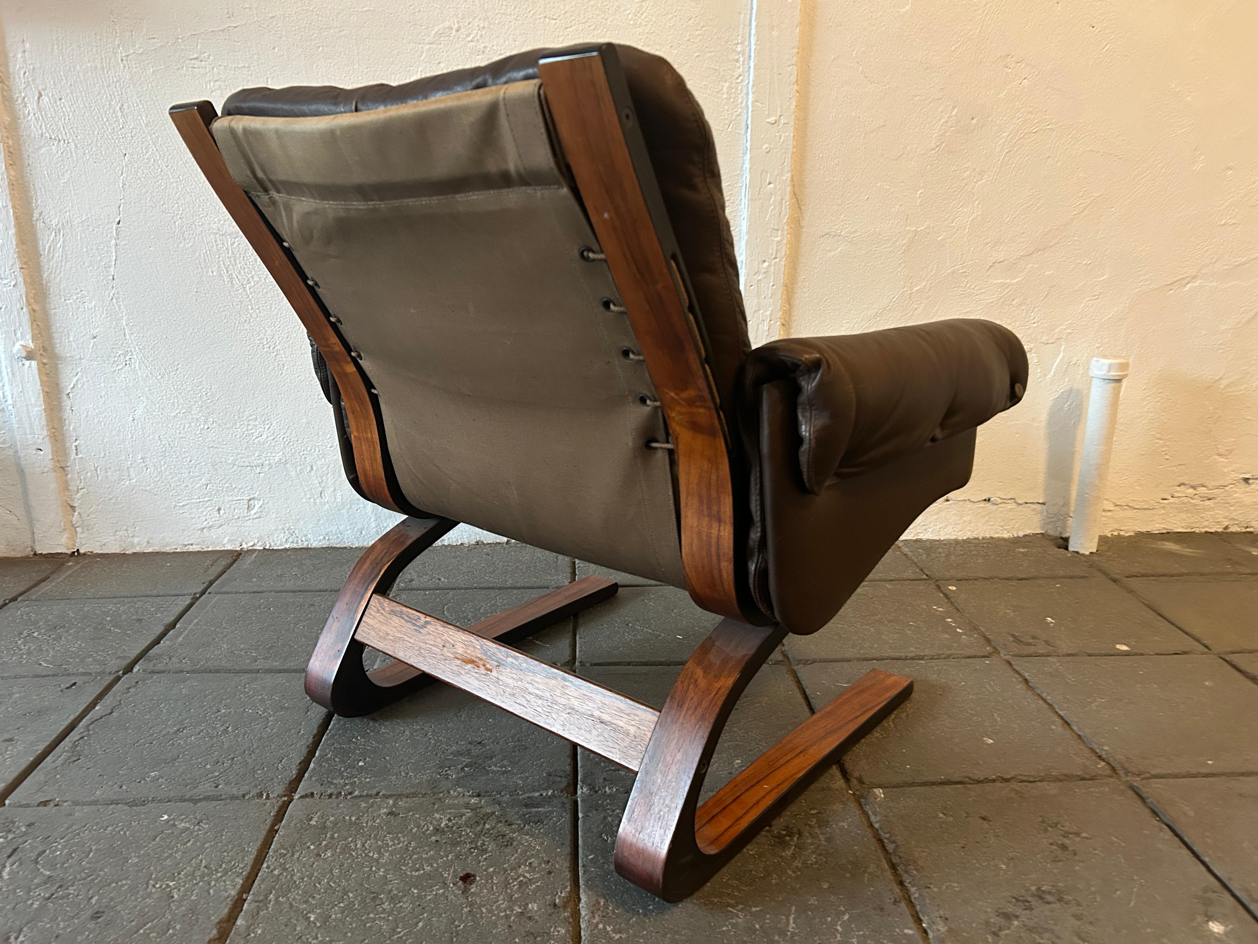 Woodwork Elsa and Nordahl Solheim for Rykken Kengu Scandinavian Modern Lounge Chair
