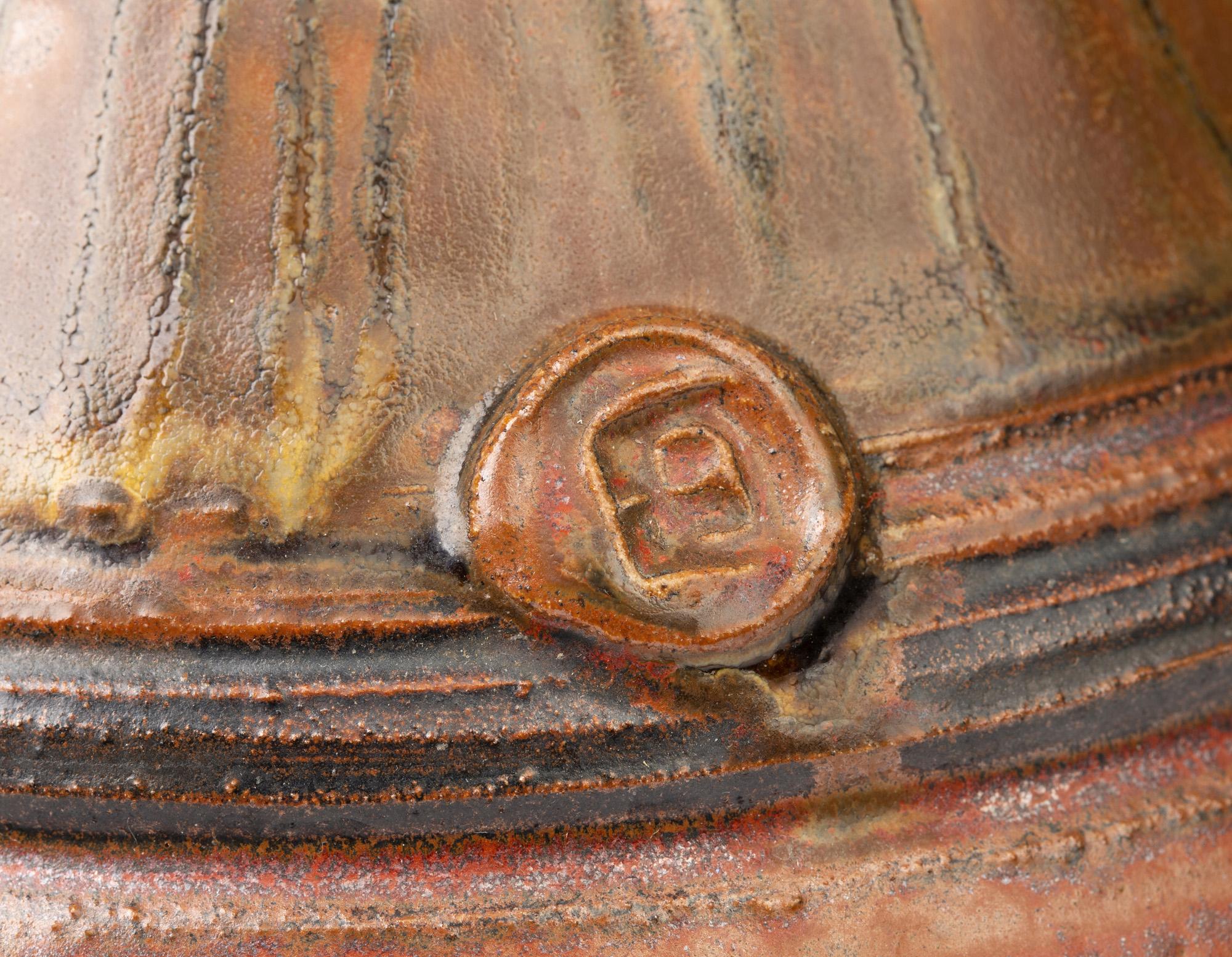 Elsa Benattar Large Glazed Lidded Studio Pottery Bottle Shaped Ewer In Good Condition For Sale In Bishop's Stortford, Hertfordshire