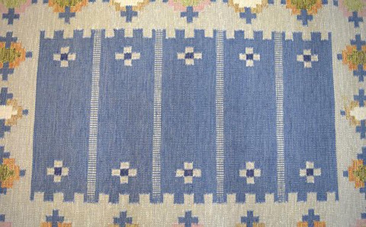 Scandinavian Modern Elsa Ekholm, Sweden, Handwoven Rug of Wool in 