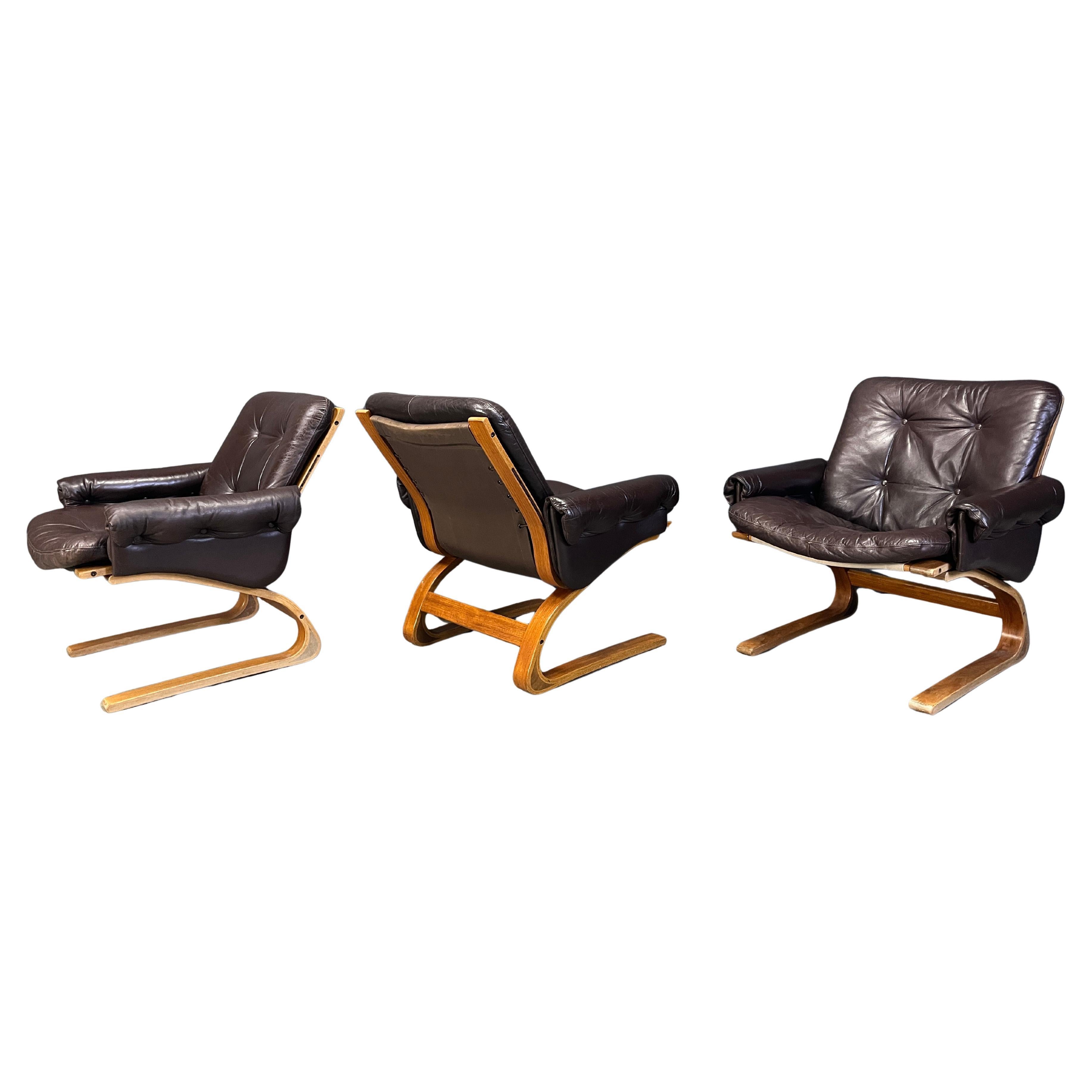 Elsa 
Nordahl Solheim Kengu Sessel, 3er Set - 1960er Jahre