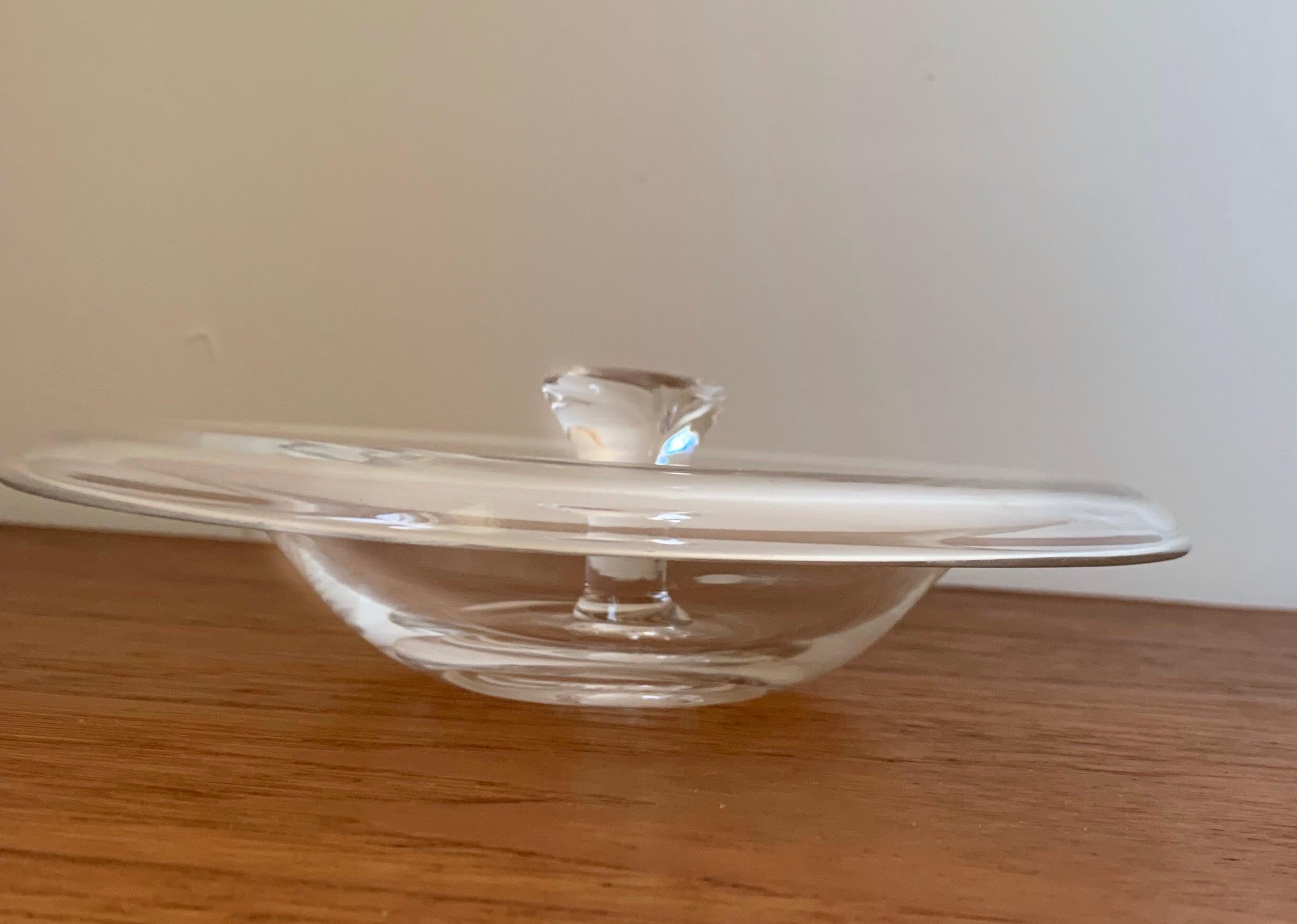Modern Elsa Paretti for Tiffany & Co. Crystal Jewelry Candy dish Catch-All Charger 1986
