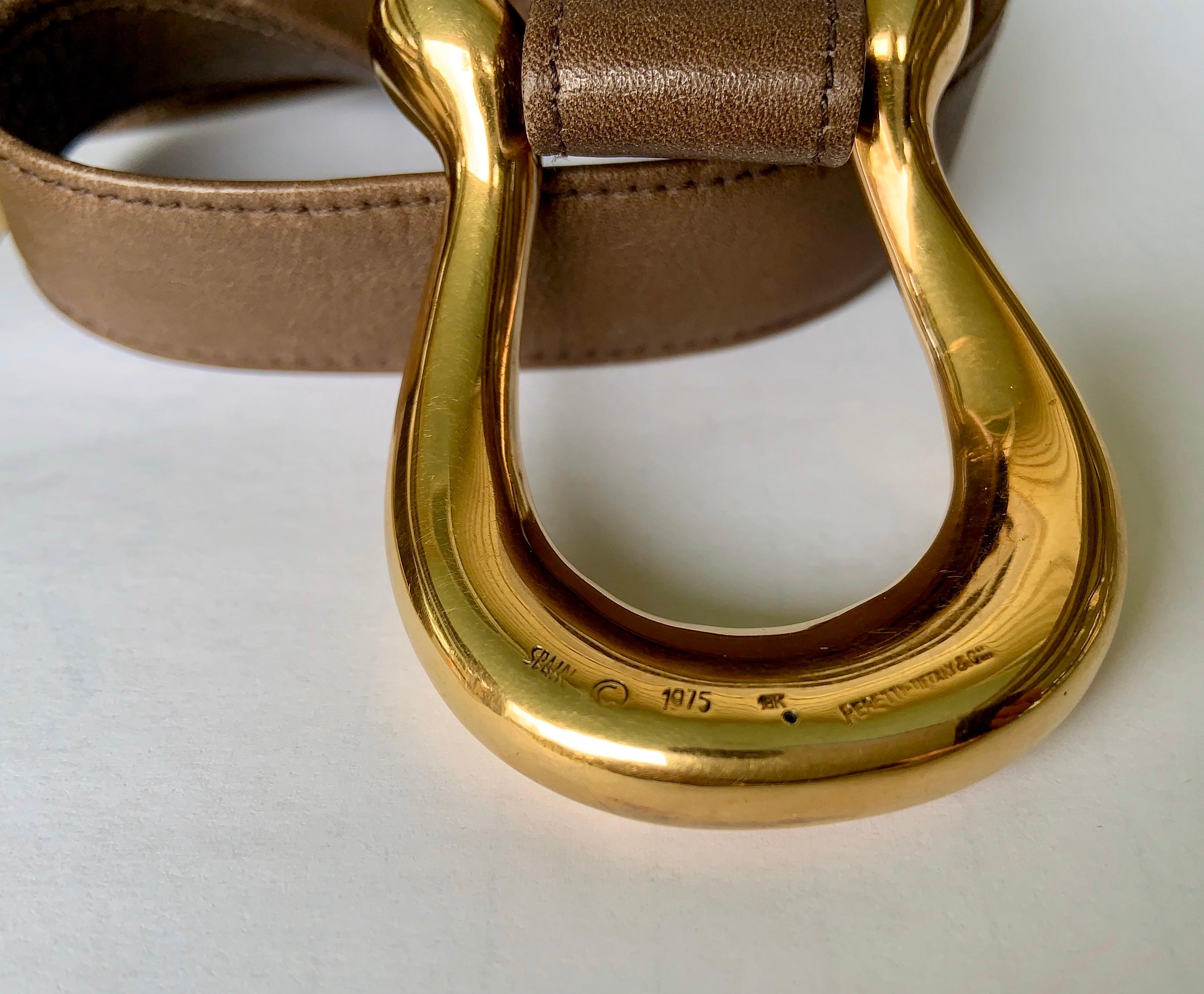 Elsa Peretti 18K Gold Buckle for Halston by Tiffany & Co and Three Leather Belts 3