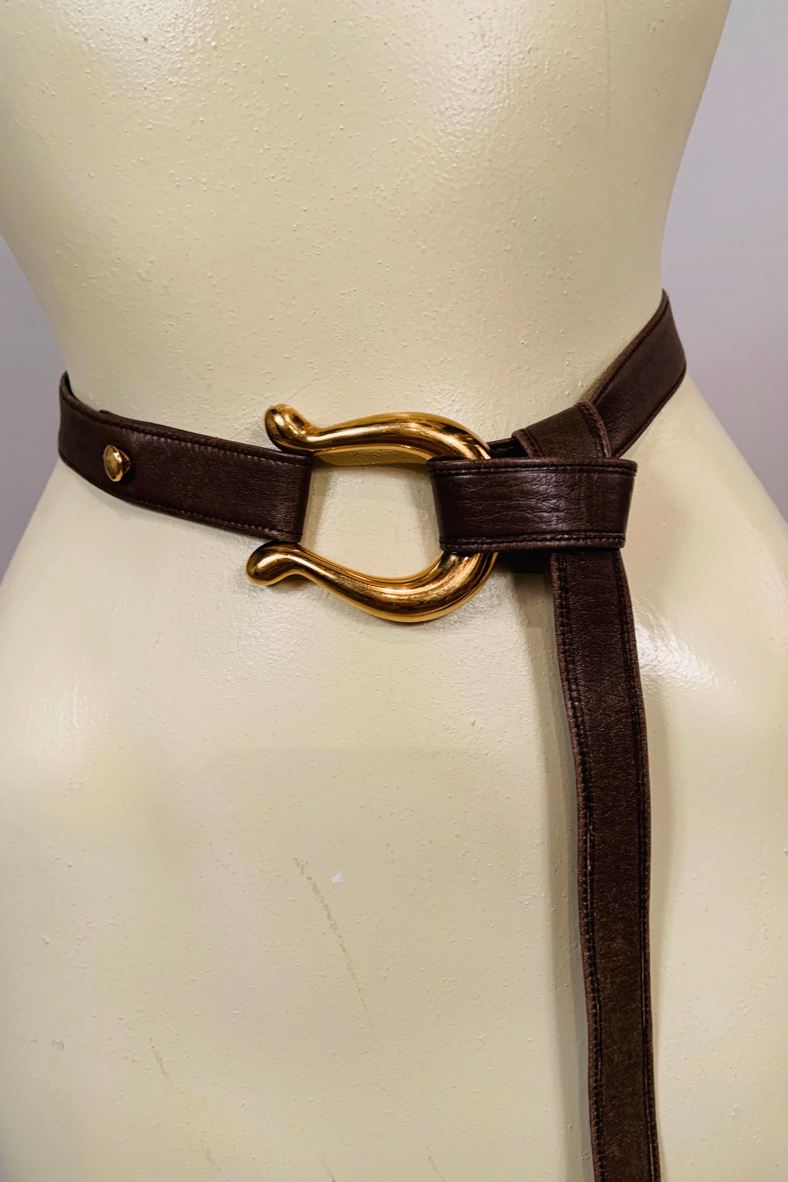 Contemporary Elsa Peretti 18K Gold Buckle for Halston by Tiffany & Co and Three Leather Belts