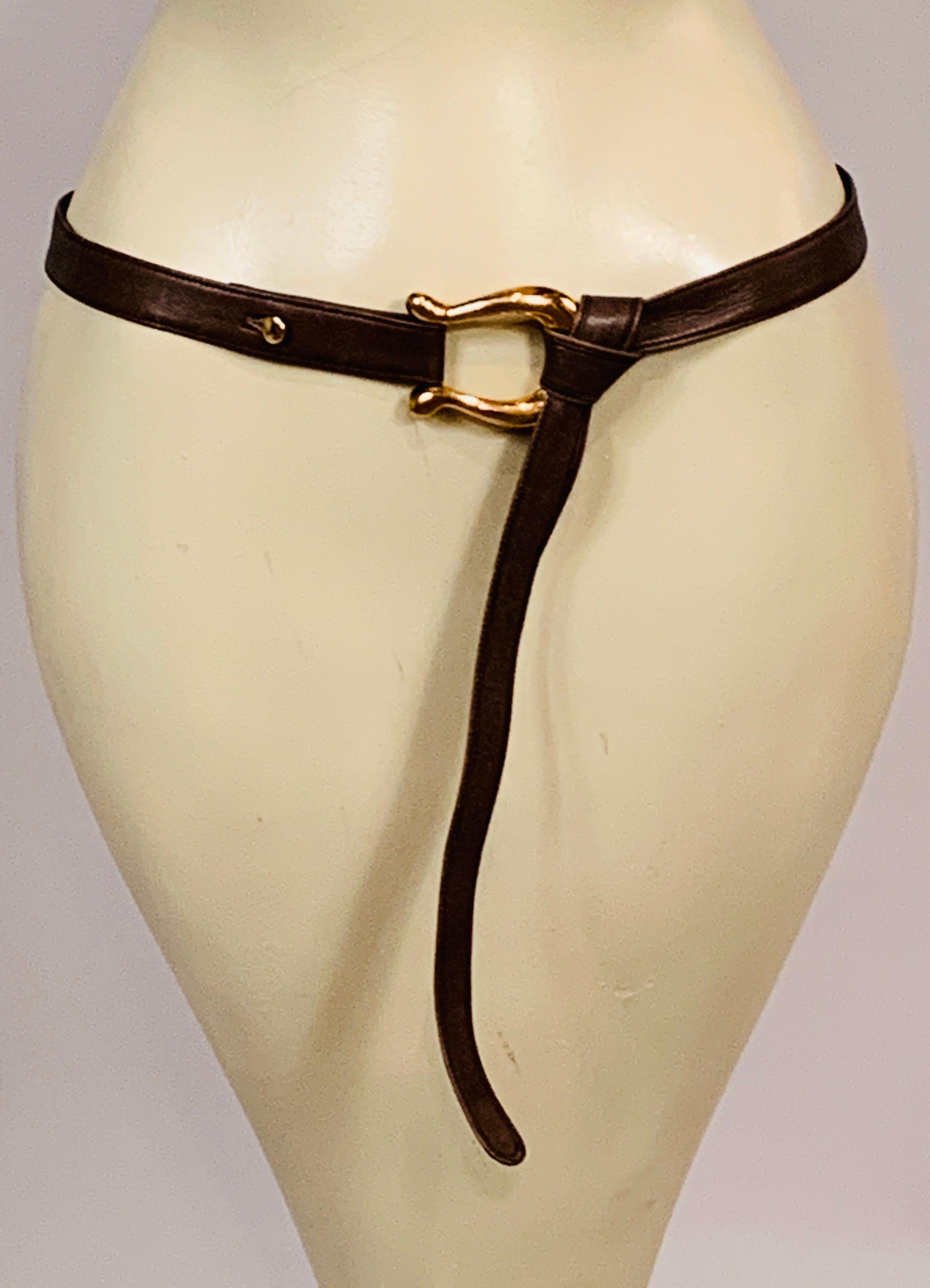Elsa Peretti 18K Gold Buckle for Halston by Tiffany & Co and Three Leather Belts 1
