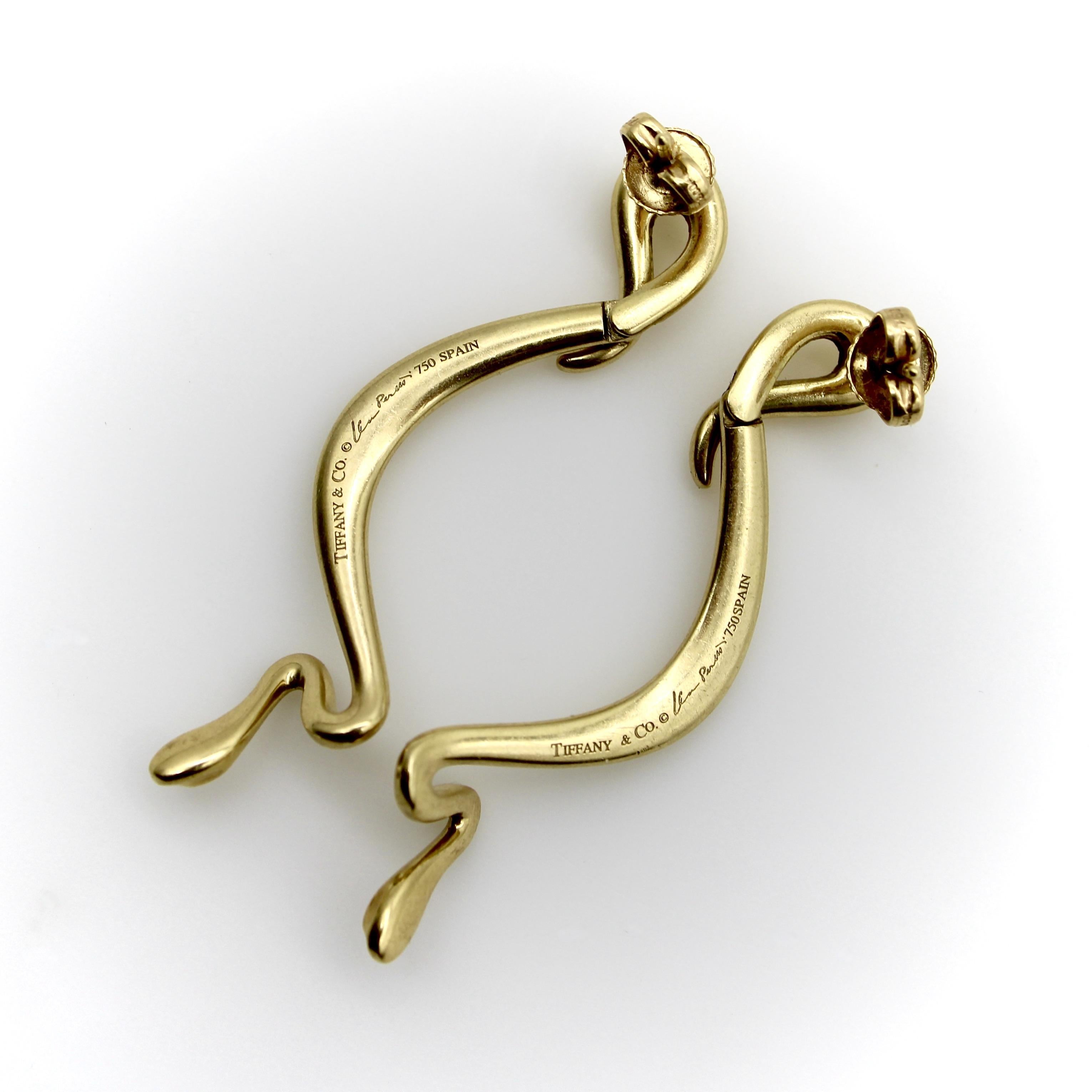 Elsa Peretti 18 Karat Gold Tiffany & Co. Vintage Schlangenohrringe (Moderne)