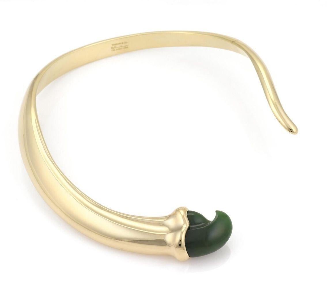 A claw adds drama to this gleaming choker design. Necklace with green jade in 18k yellow gold. Original designs copyrighted by Elsa Peretti.
Length: 13-1/2 inches
Material: 18k Yellow Gold

ABOUT THE DESIGNER:

A woman who was larger-than-life has
