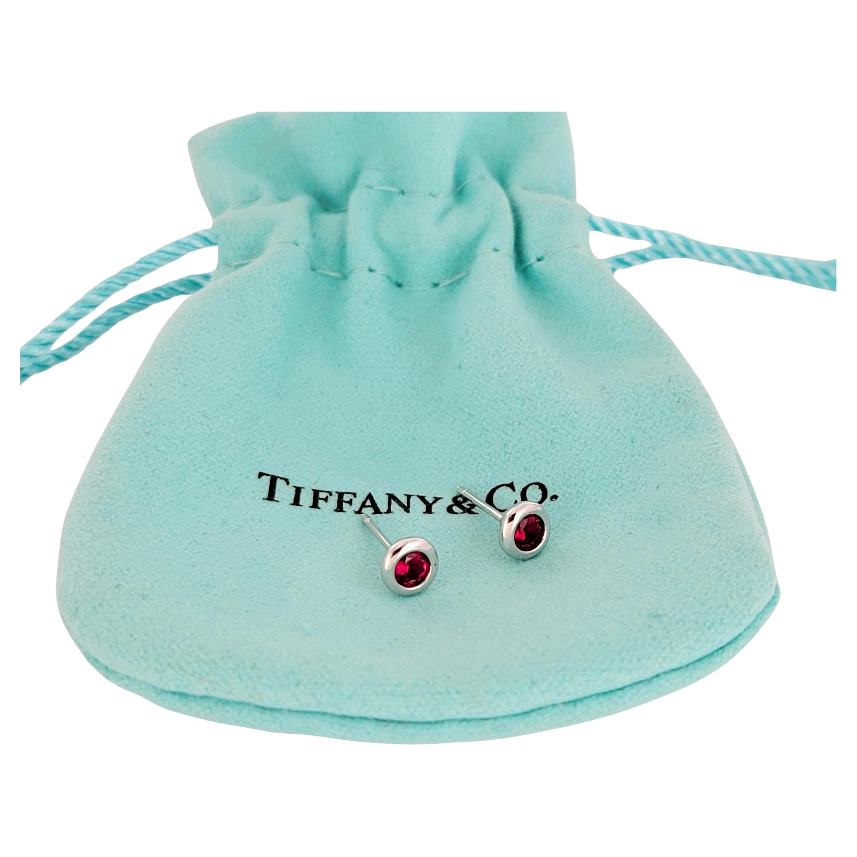 Elsa Peretti  Color by the Yard Earrings in Sterling Silver  with Rubies