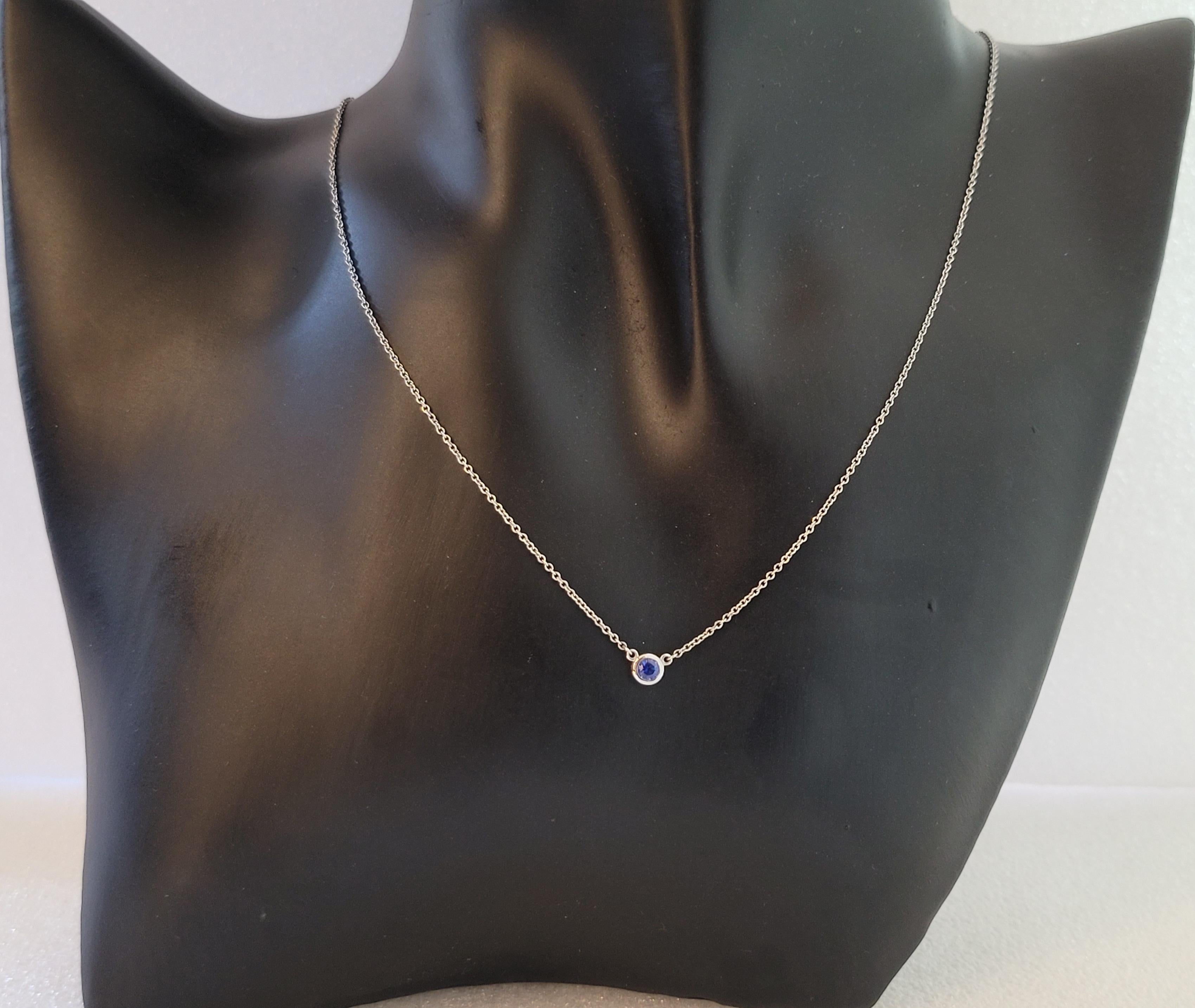 Elsa Peretti Color by the Yard Pendant in Platinum with a Sapphire In Excellent Condition In New York, NY