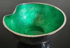 Elsa Peretti Designed Tiffany & Co. Sterling Silver Bowl With Green Enamel