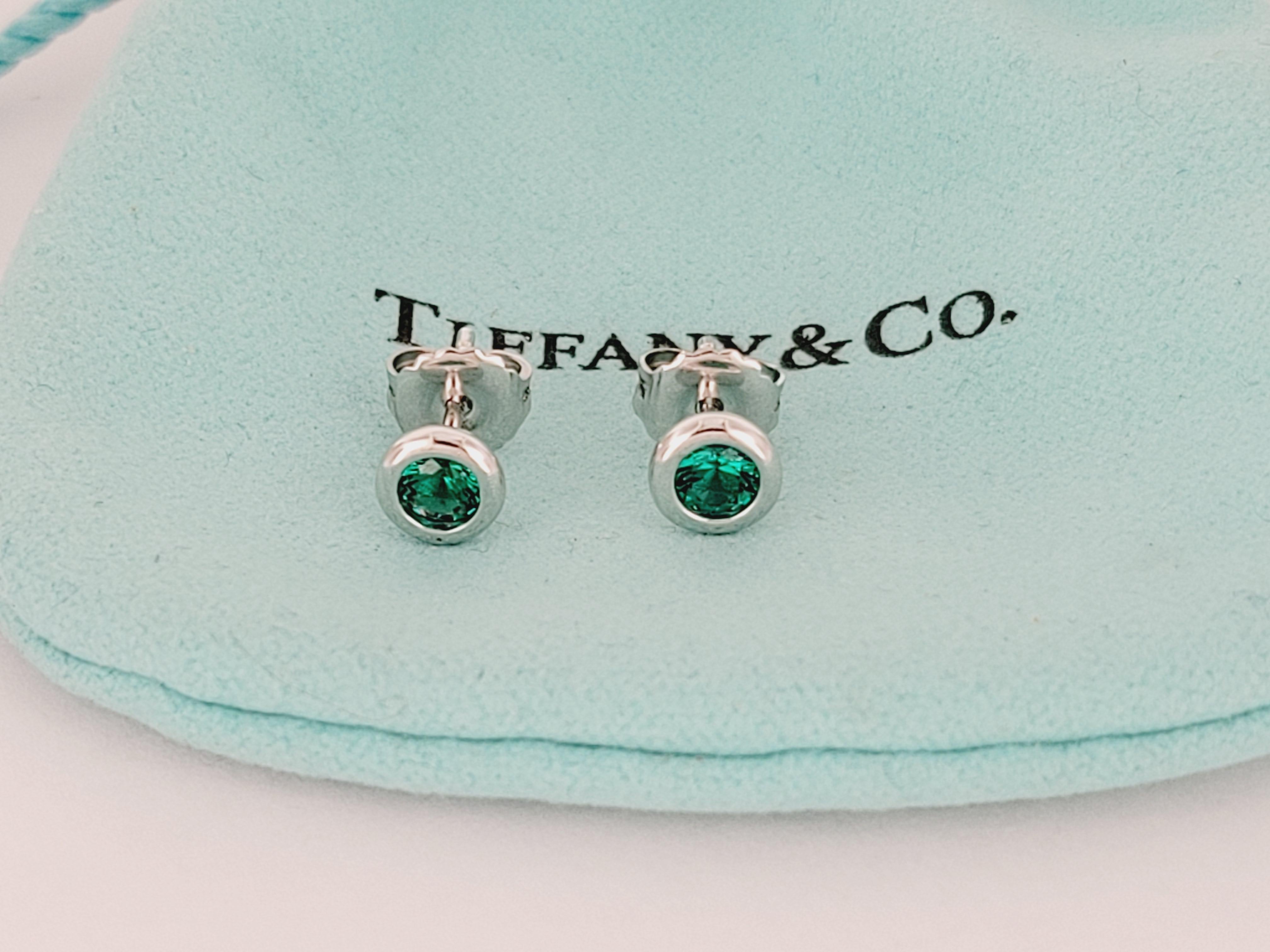 Round Cut Elsa Peretti Emerald  Color by the Yard Earrings For Sale