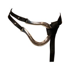 Elsa Peretti for Halston Large Horseshoe Buckle & Black Leather Belt