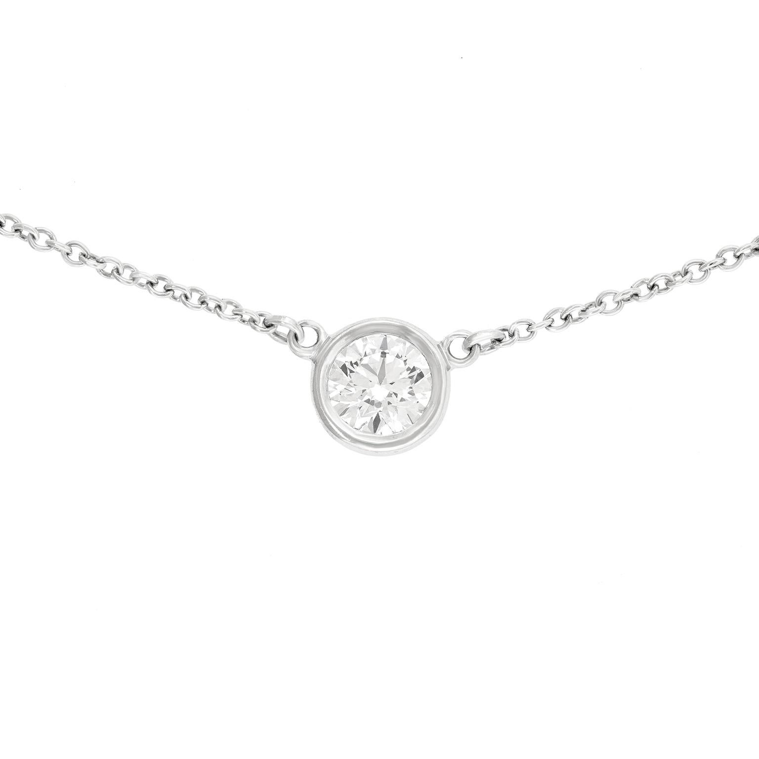 Taille ronde Elsa Peretti for Tiffany - Collier solitaire en diamants de 0,40 ct. en vente