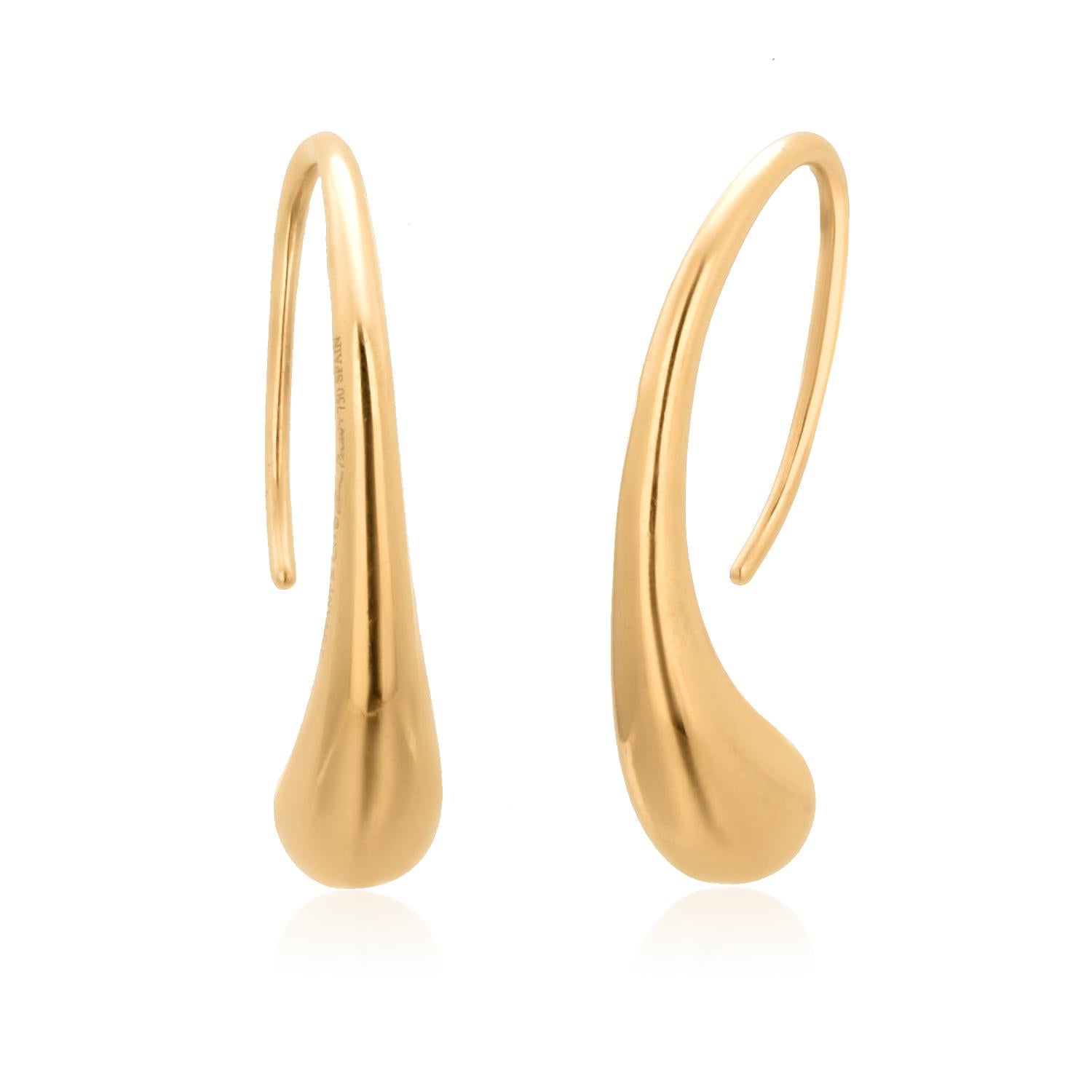 Elsa Peretti for Tiffany and Co 18K Yellow Gold 'Teardrop' Earrings 2