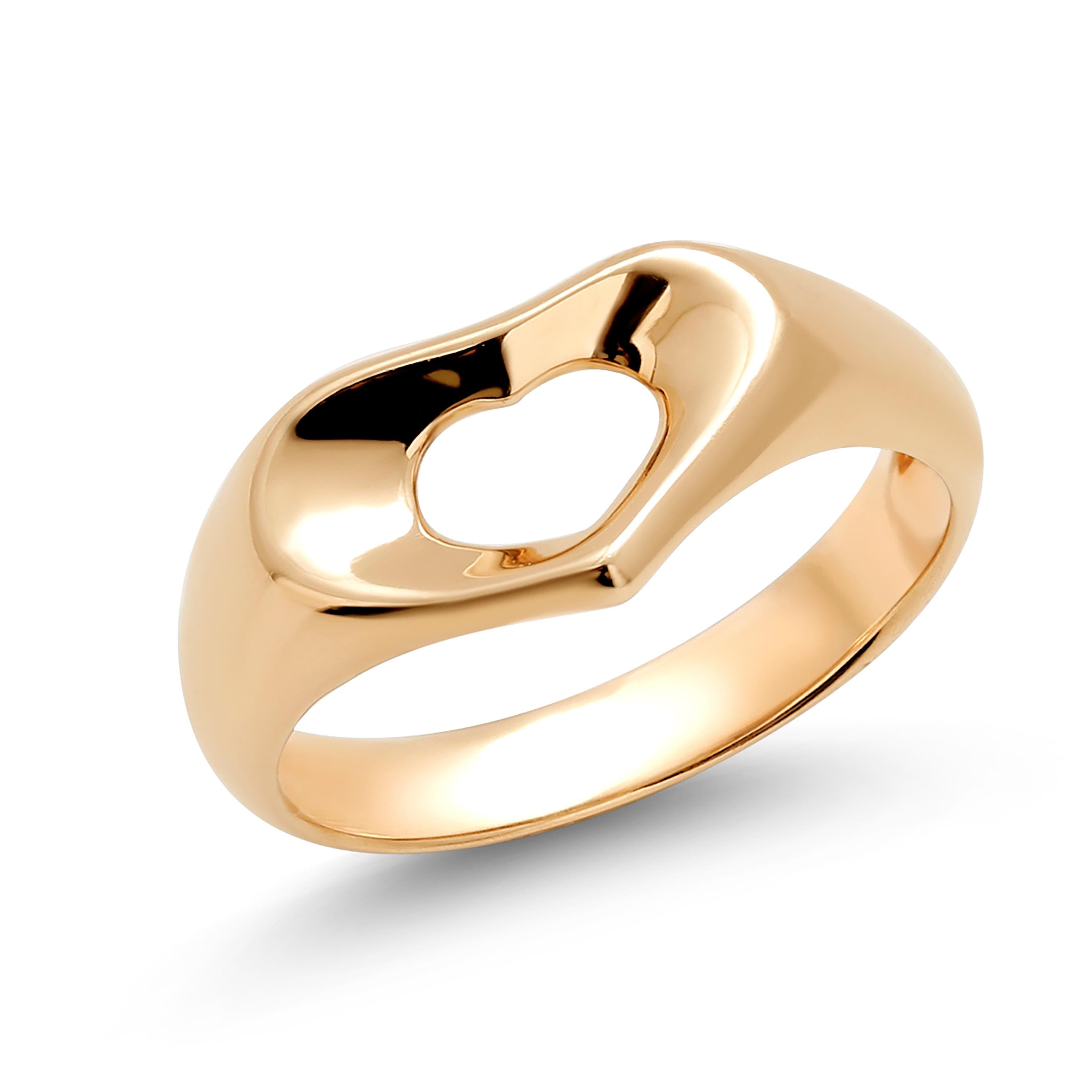 Contemporary Elsa Peretti for Tiffany & Co. Open Heart Eighteen Karat Yellow Gold Ring Size 6