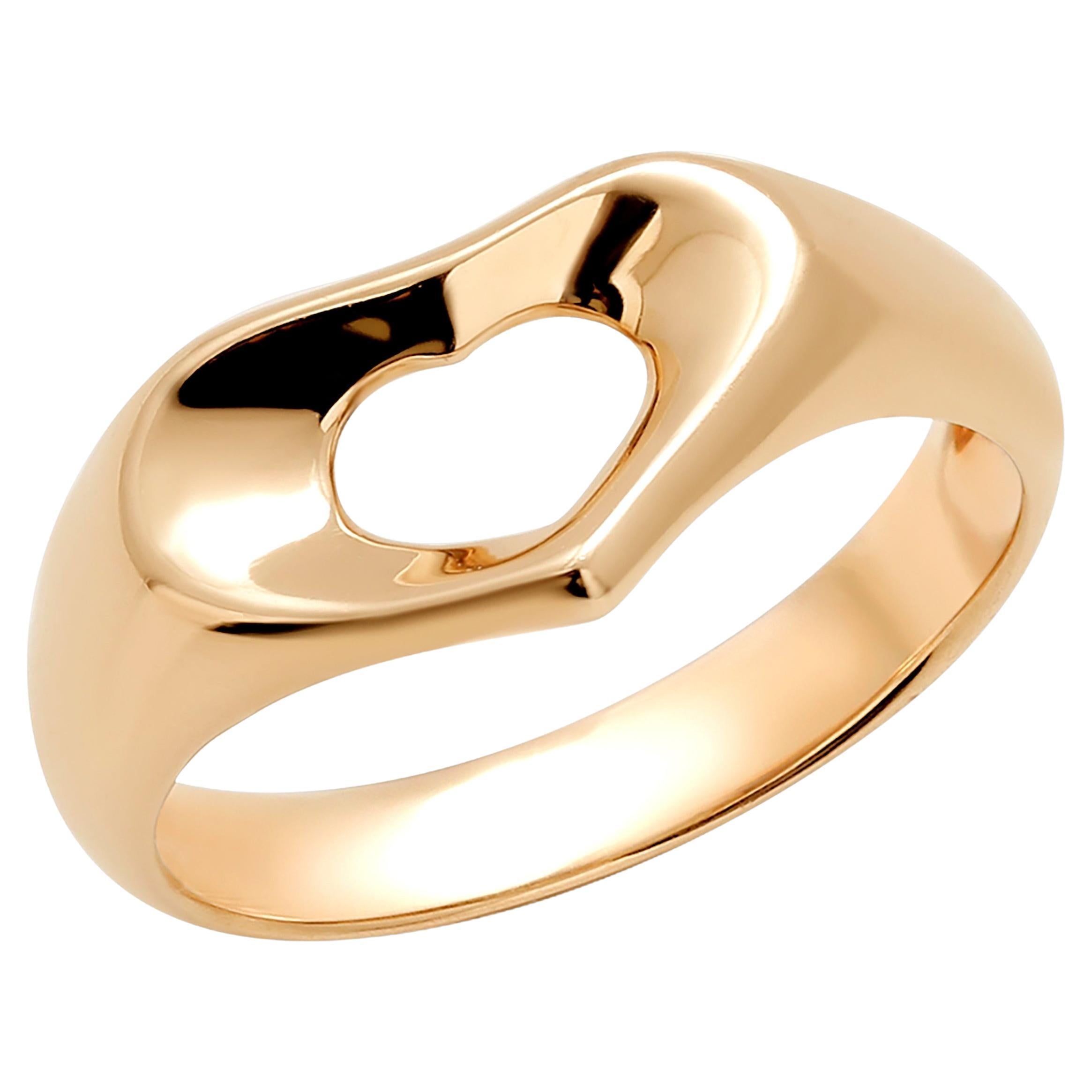 Elsa Peretti for Tiffany & Co. Open Heart Eighteen Karat Yellow Gold Ring Size 6