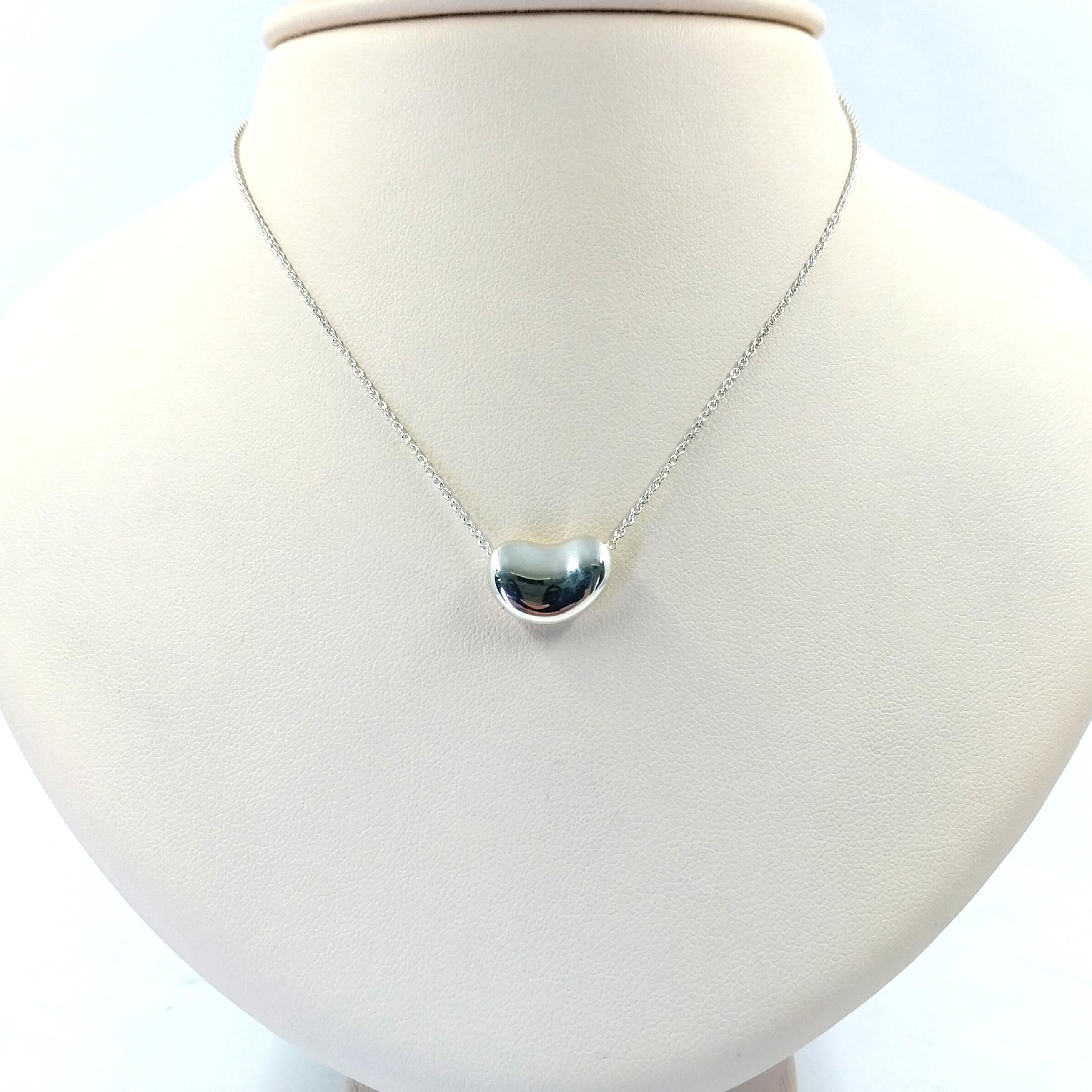 Tiffany and Co Elsa Peretti Sterling Silver 9mm Bean Design Necklace. 16 Inches Long. $275 MSRP.