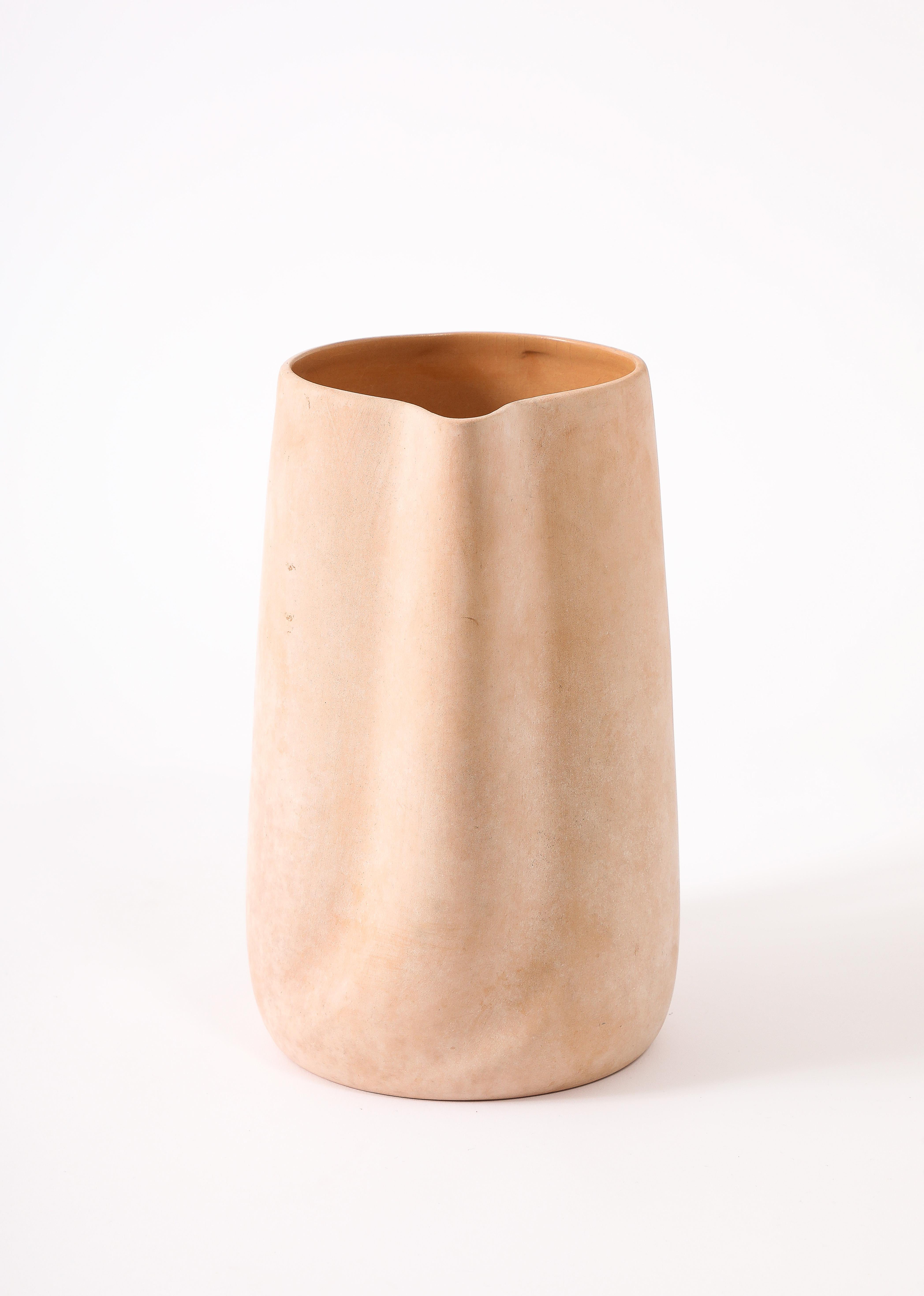 A rare Elsa Peretti for Tiffany of New York Biscuit water pitcher in an unglazed exterior finish, a very minimalist object that exudes elegance. Signed.