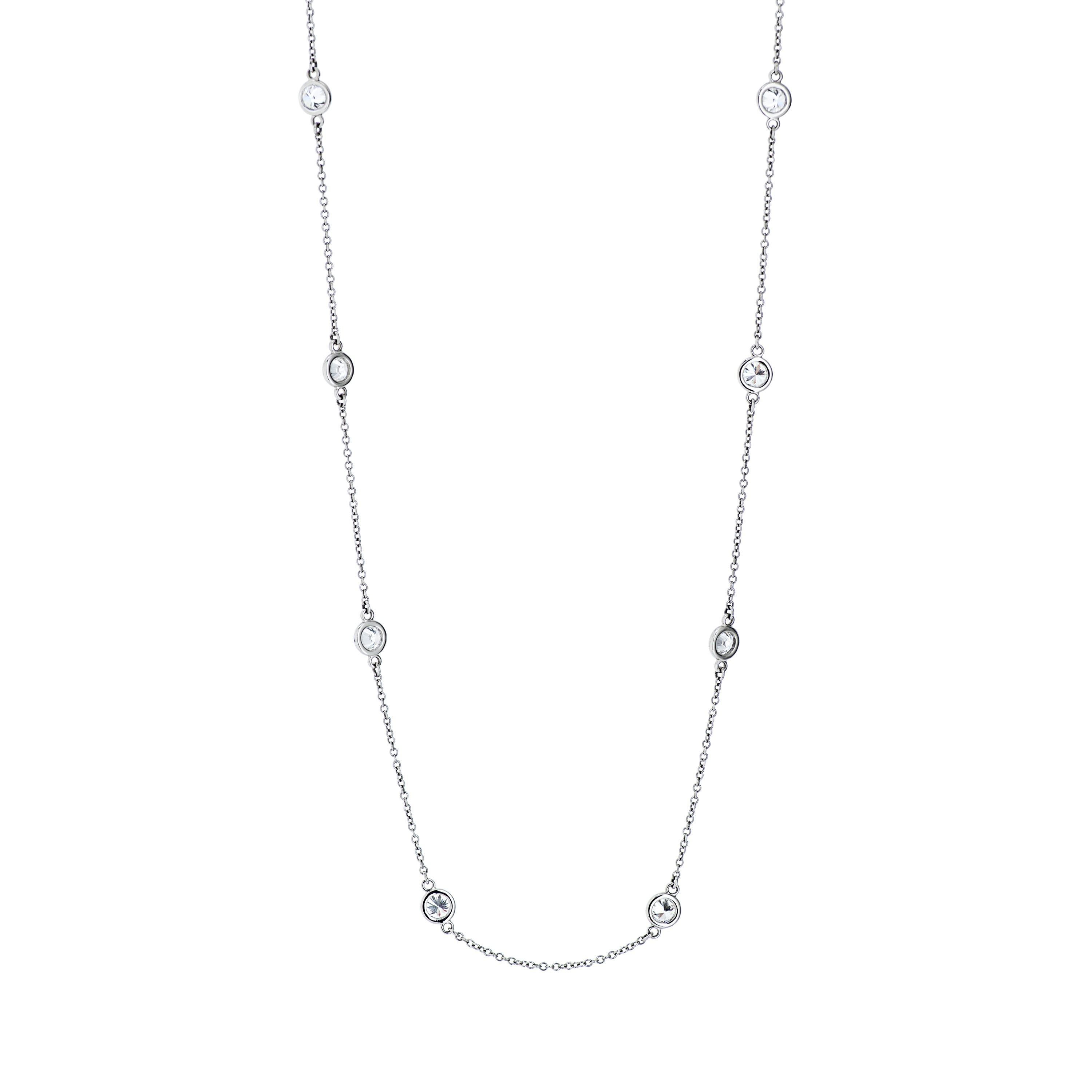 Taille ronde Elsa Peretti pour Tiffany & Co., collier « Diamonds by the Yard » en platine avec 1,54 carat de diamants en vente