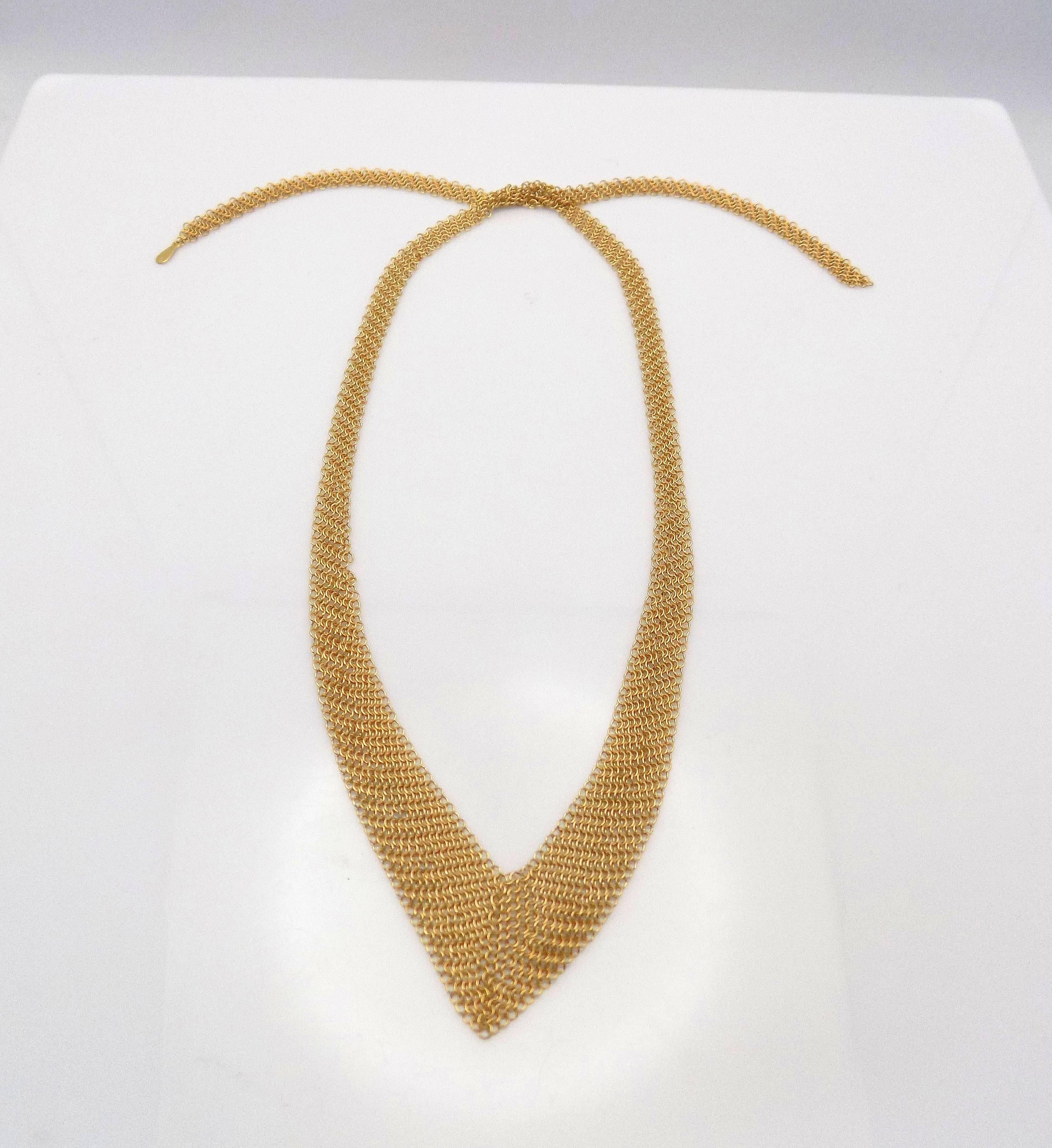 Women's Elsa Peretti for Tiffany & Co. 18 Karat Gold Graduated Mesh Lariat Necklace For Sale