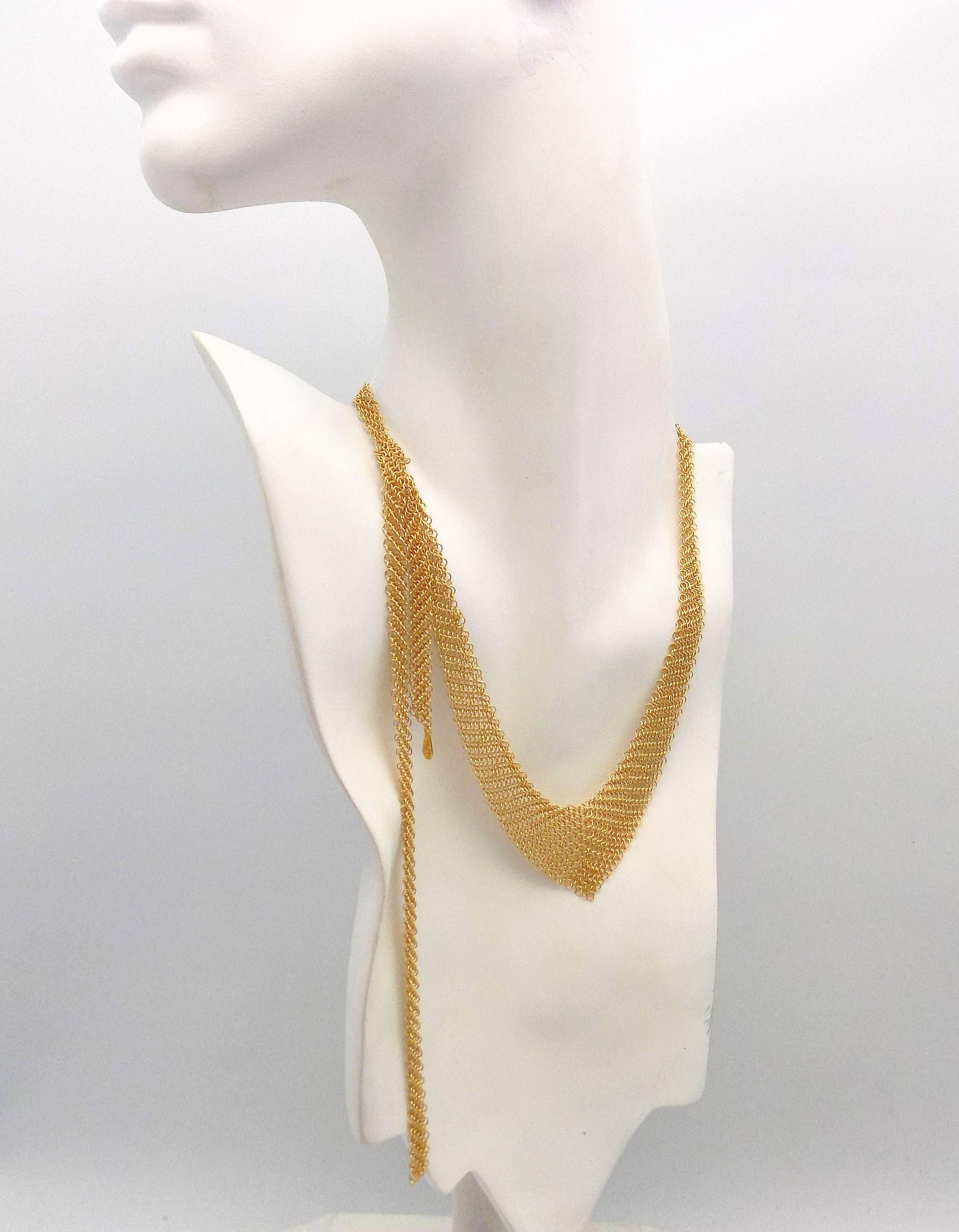 Elsa Peretti for Tiffany & Co. 18 Karat Gold Graduated Mesh Lariat Necklace For Sale 2