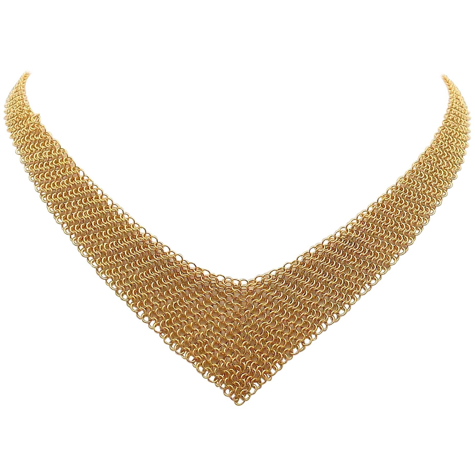 Elsa Peretti for Tiffany & Co. 18 Karat Gold Graduated Mesh Lariat Necklace For Sale
