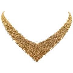 Retro Elsa Peretti for Tiffany & Co. 18 Karat Gold Graduated Mesh Lariat Necklace