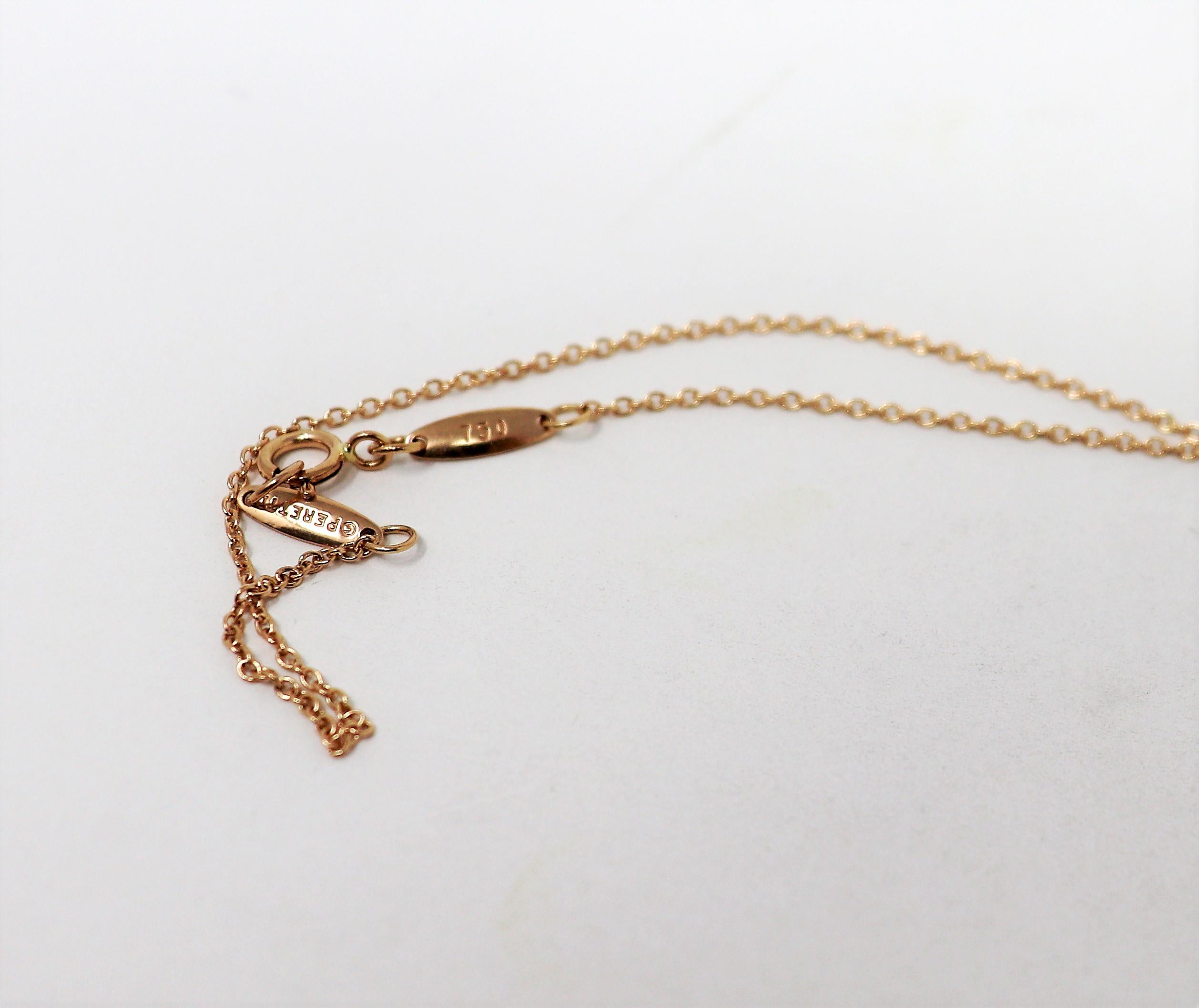 Women's Elsa Peretti for Tiffany & Co. 18 Karat Rose Gold Open Heart Pendant Necklace