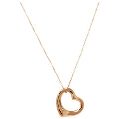Elsa Peretti for Tiffany & Co. 18 Karat Rose Gold Open Heart Pendant Necklace