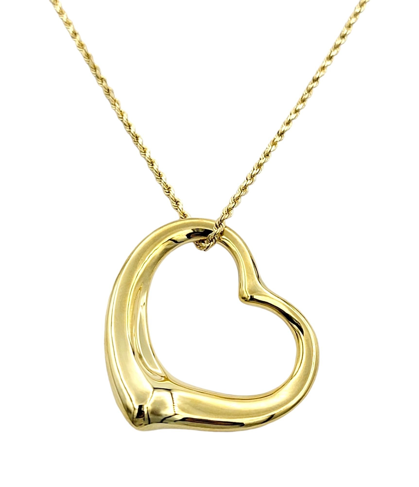 Elsa Peretti for Tiffany & Co. 18 Karat Yellow Gold Large Open Heart Pendant  2