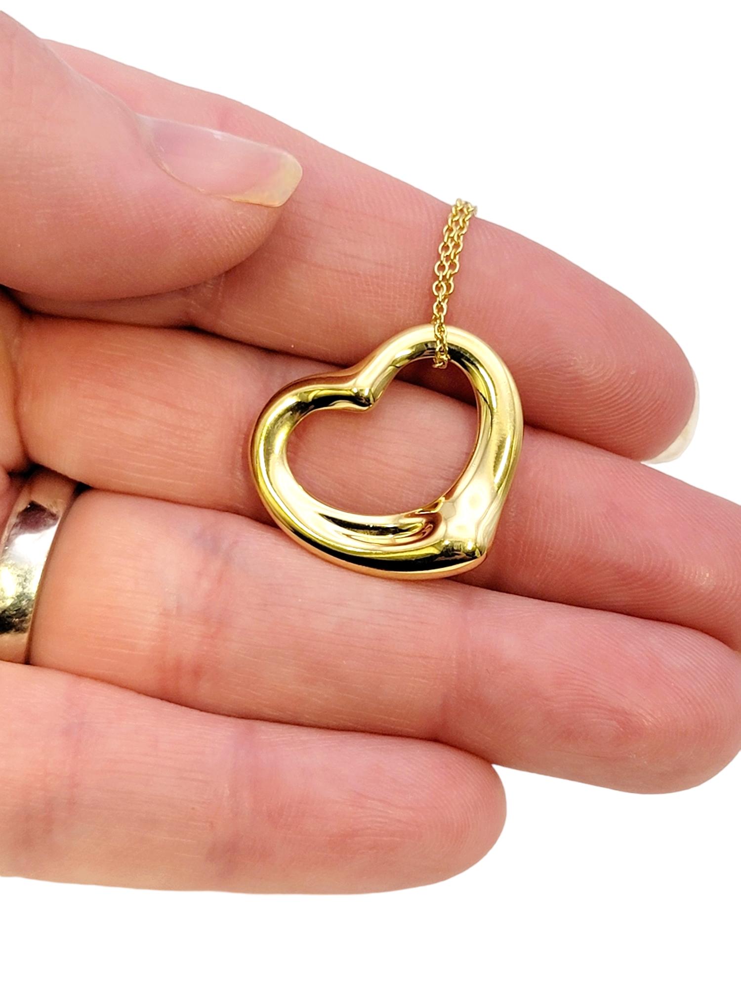 Elsa Peretti for Tiffany & Co. 18 Karat Yellow Gold Open Heart Pendant Necklace For Sale 6