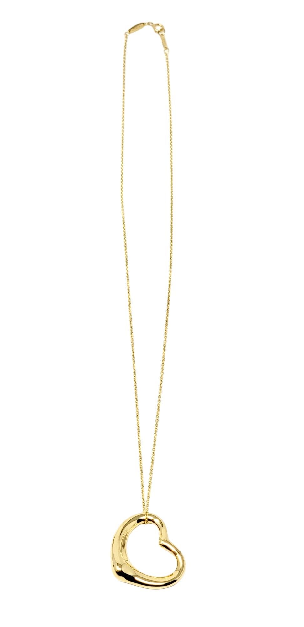 Contemporary Elsa Peretti for Tiffany & Co. 18 Karat Yellow Gold Open Heart Pendant Necklace
