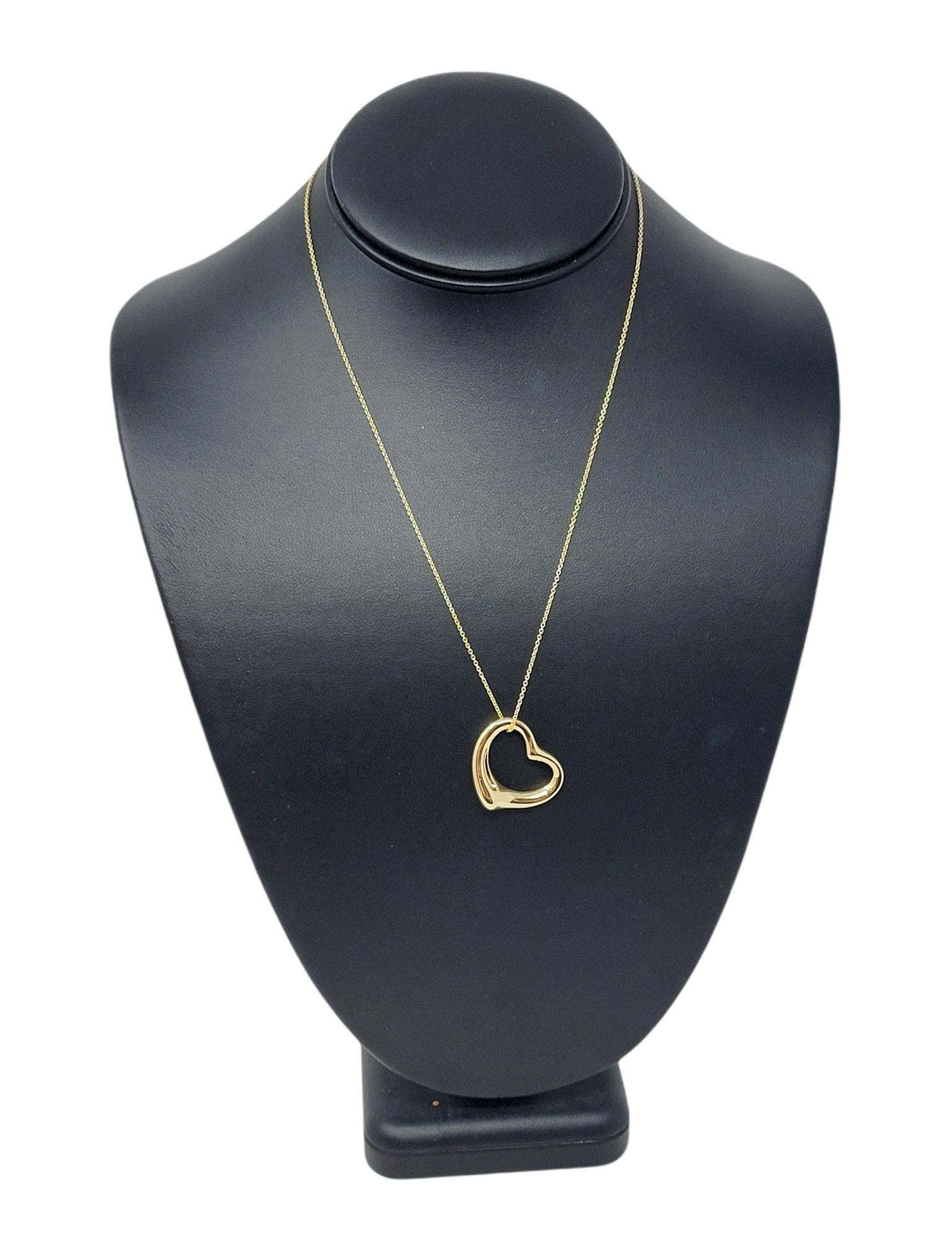 Elsa Peretti for Tiffany & Co. 18 Karat Yellow Gold Open Heart Pendant Necklace In Good Condition In Scottsdale, AZ