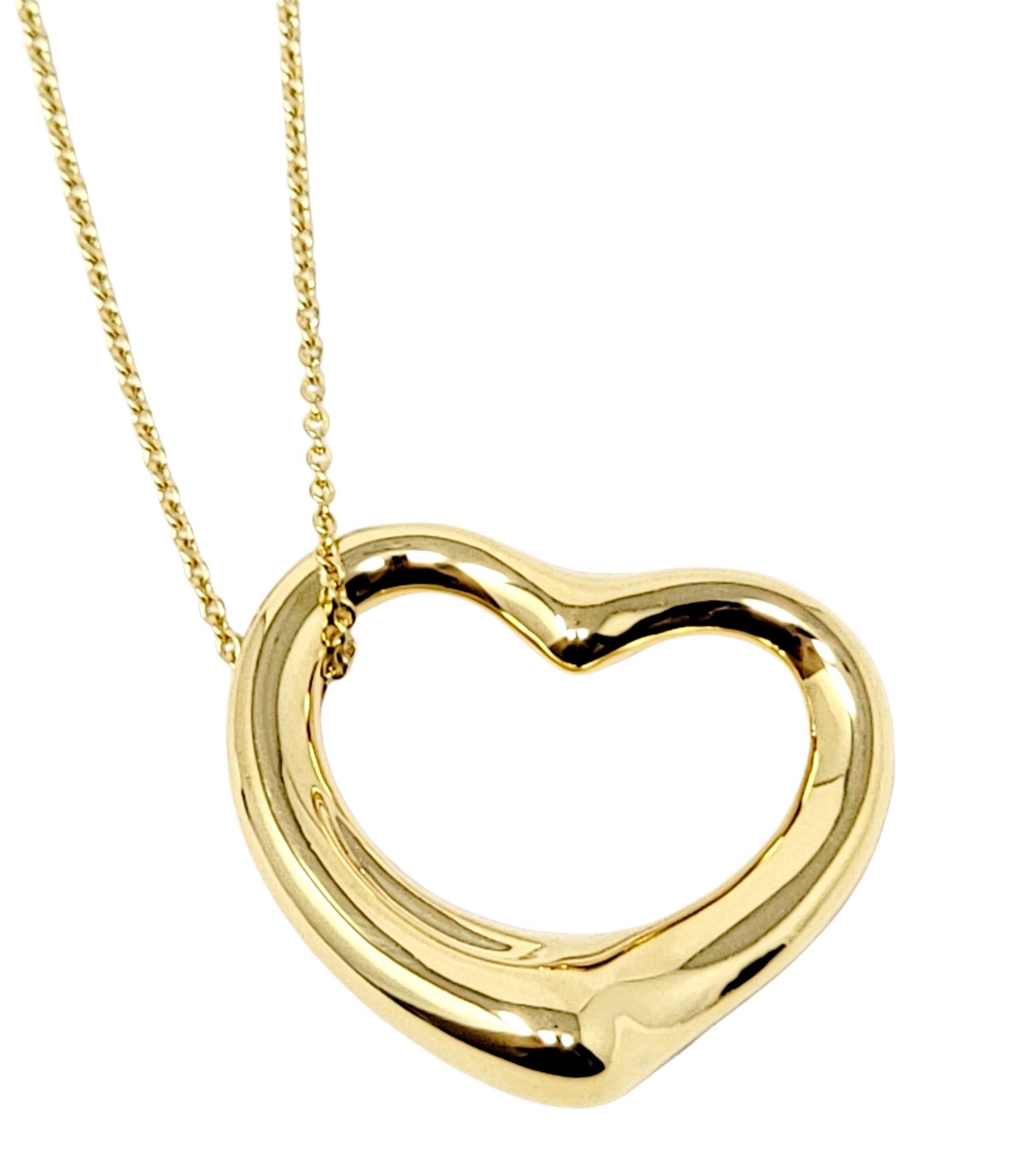 Women's Elsa Peretti for Tiffany & Co. 18 Karat Yellow Gold Open Heart Pendant Necklace