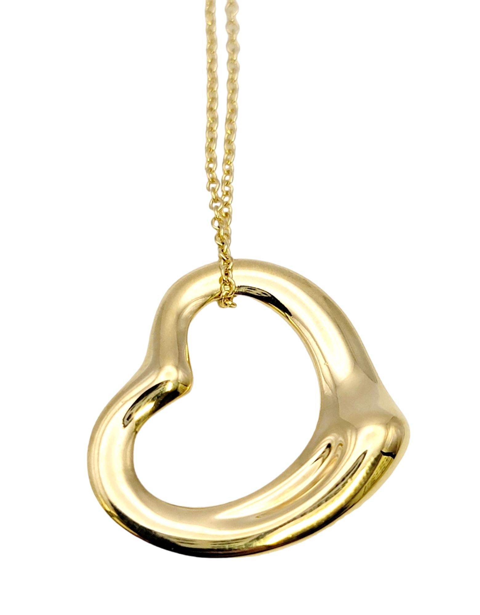 Contemporary Elsa Peretti for Tiffany & Co. 18 Karat Yellow Gold Open Heart Pendant Necklace For Sale