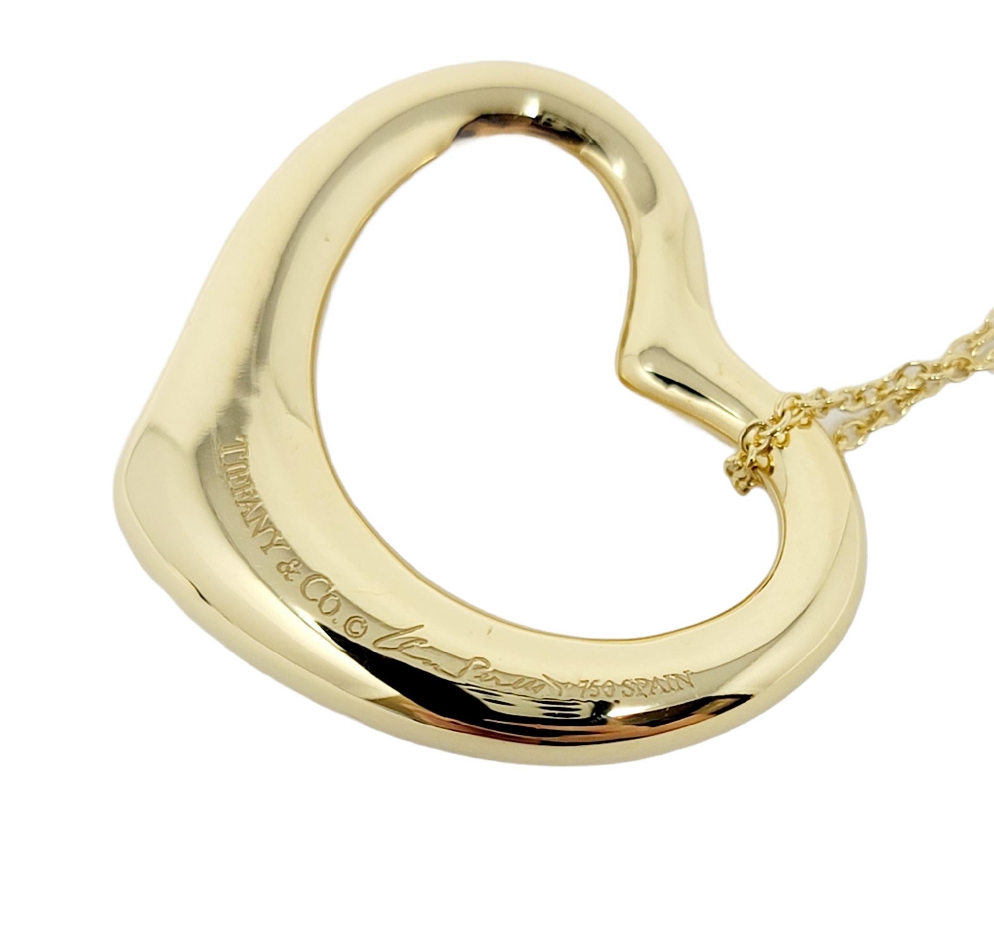 Elsa Peretti for Tiffany & Co. 18 Karat Yellow Gold Open Heart Pendant Necklace 3