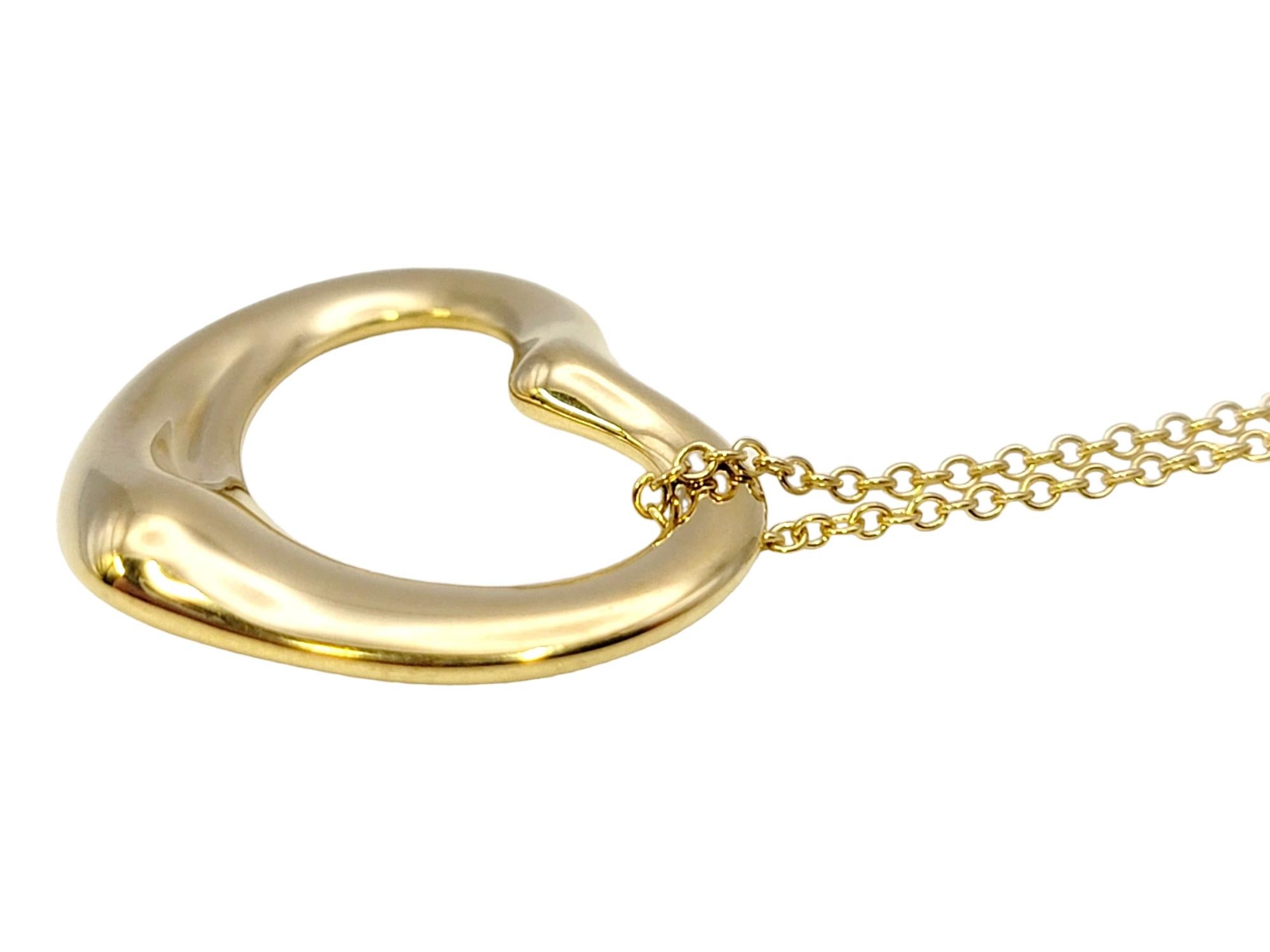 Women's Elsa Peretti for Tiffany & Co. 18 Karat Yellow Gold Open Heart Pendant Necklace For Sale