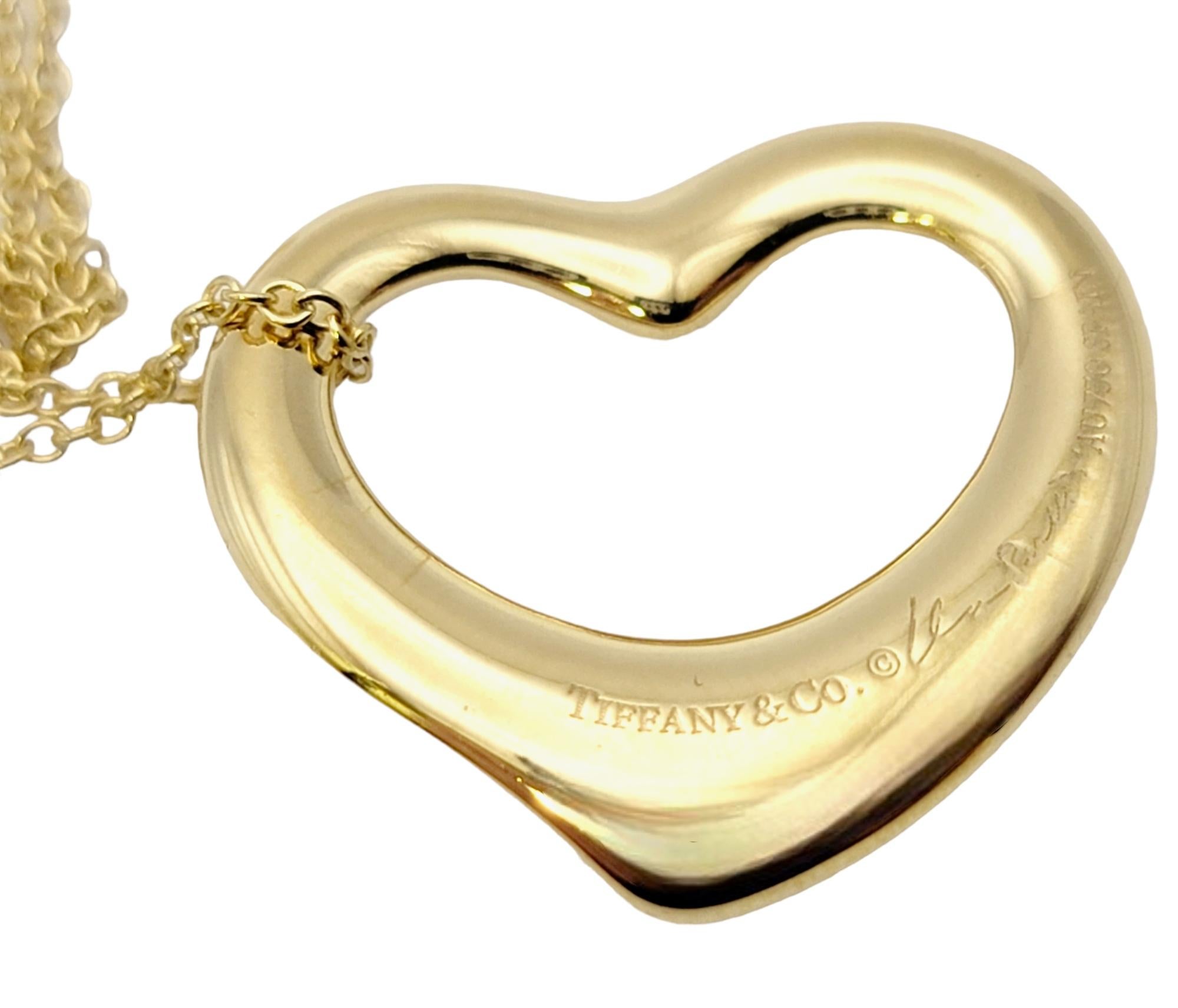 Elsa Peretti for Tiffany & Co. 18 Karat Yellow Gold Open Heart Pendant Necklace For Sale 1
