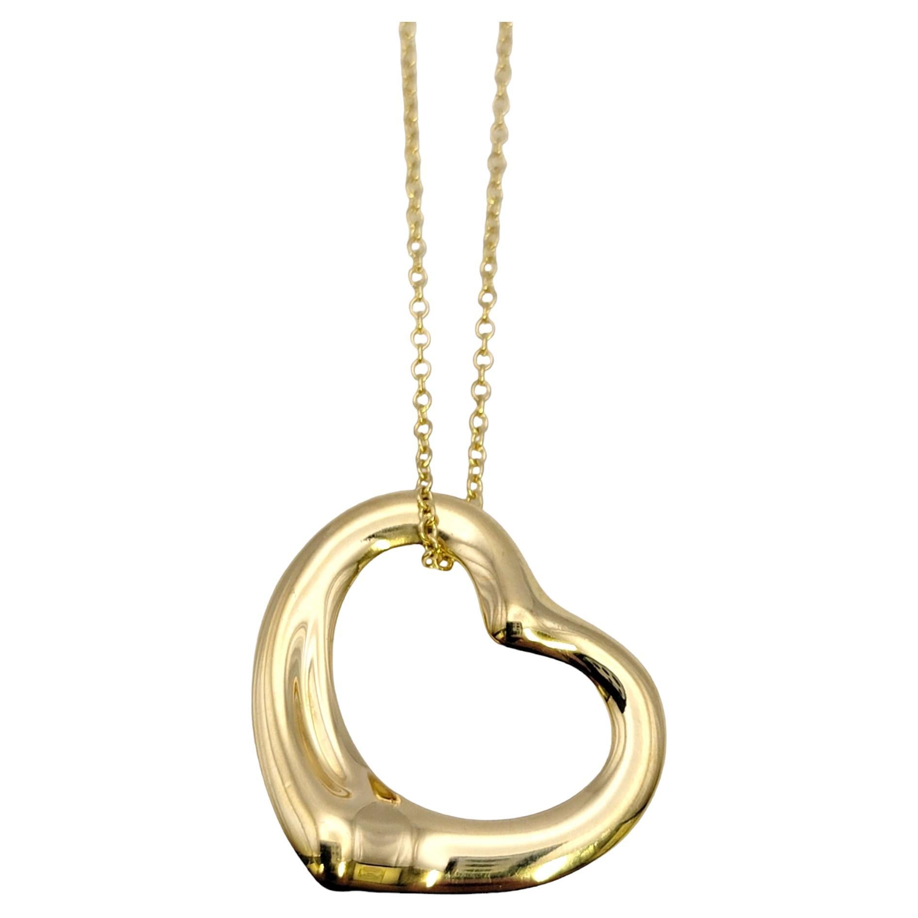 Elsa Peretti for Tiffany & Co. 18 Karat Yellow Gold Open Heart Pendant Necklace For Sale