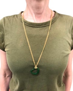 Elsa Peretti for Tiffany & Co. 18k Gold Jade Open Heart Mesh Necklace