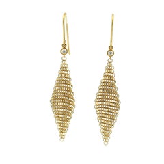 Elsa Peretti for Tiffany & Co. 18K Gold Mesh Diamond Drop Earrings, 1980