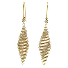 Elsa Peretti for Tiffany & Co. 18K Gold Mesh Diamond Drop Earrings, 1980